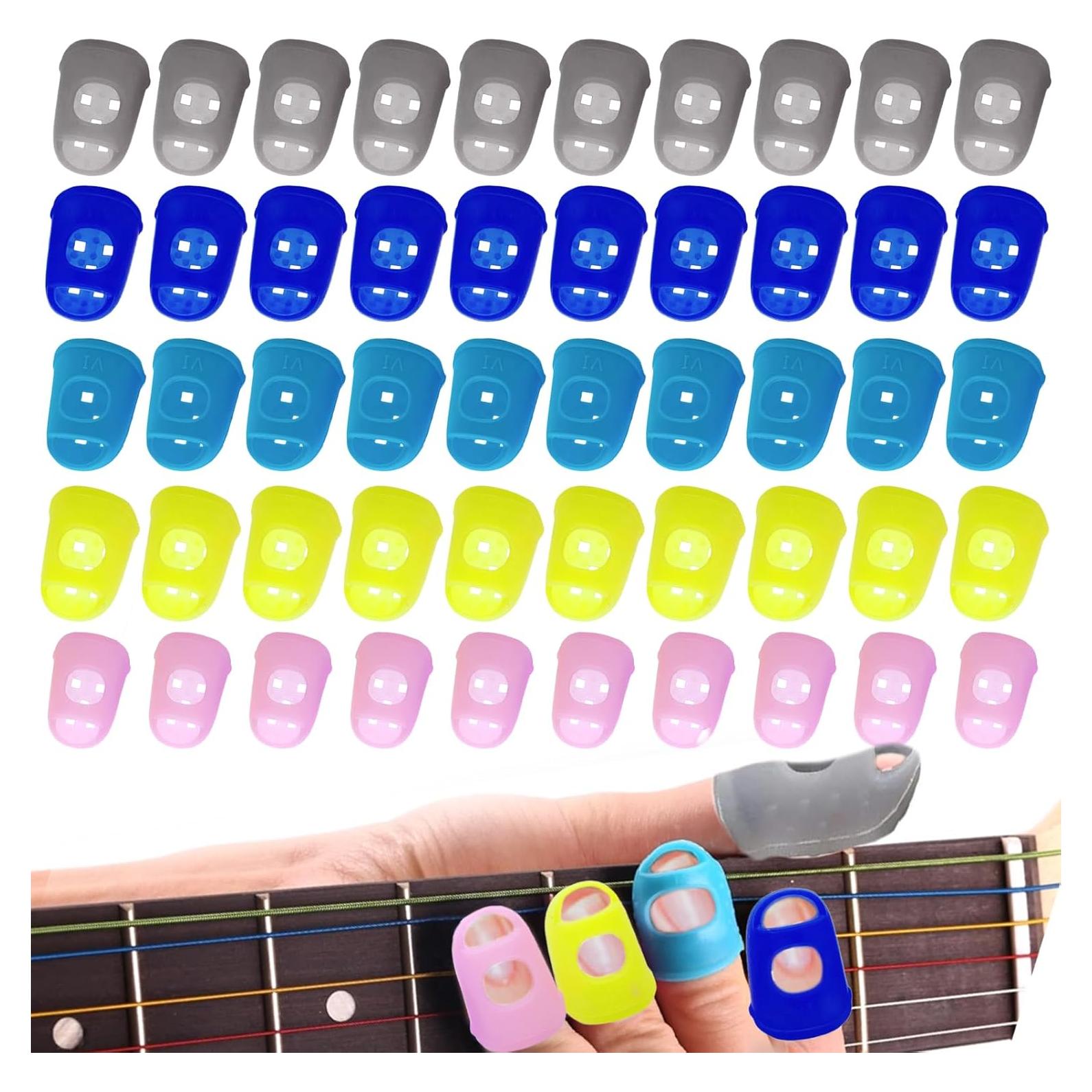 50 Protectores de Dedos de Silicona para Guitarra y Ukulele