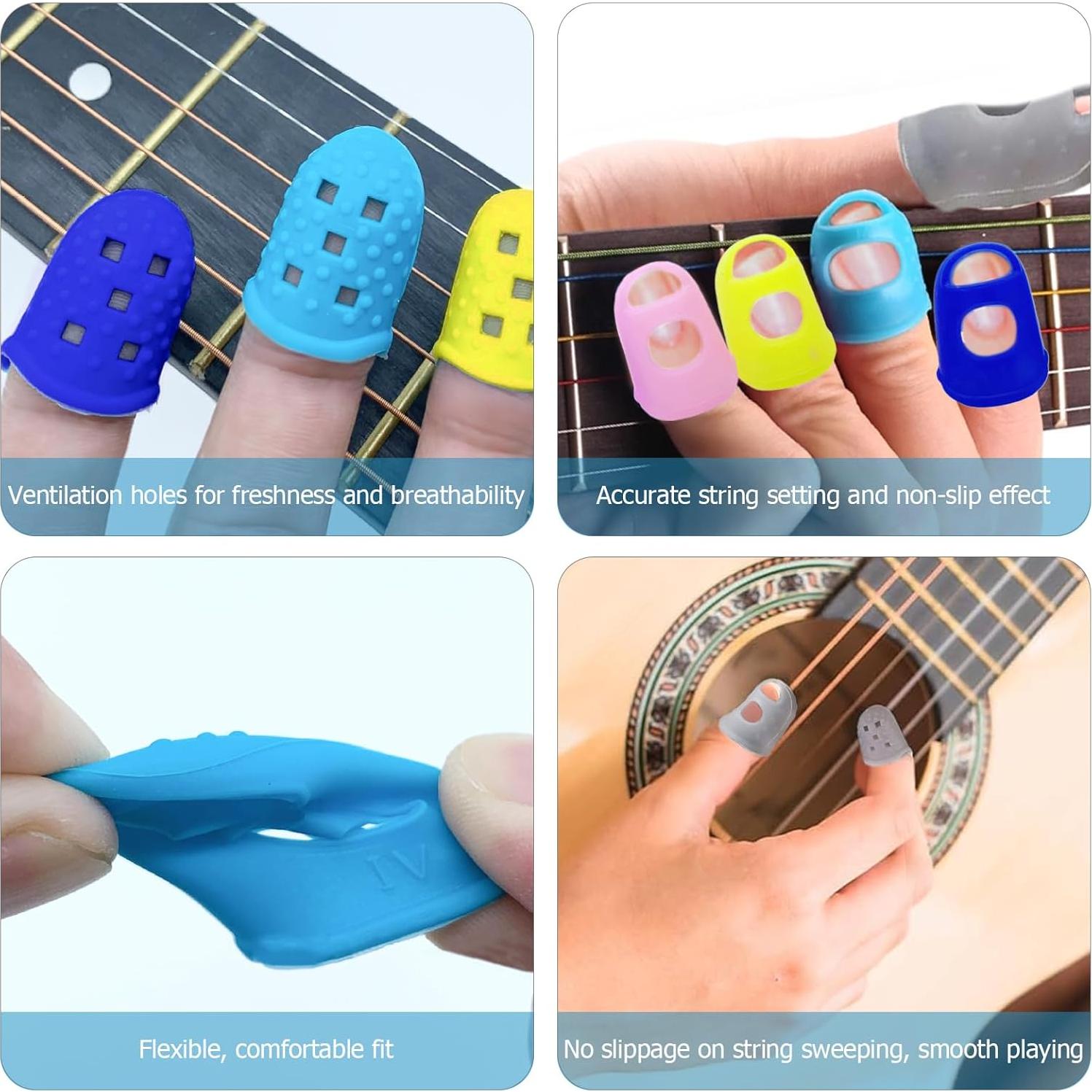 50 Protectores de Dedos de Silicona para Guitarra y Ukulele