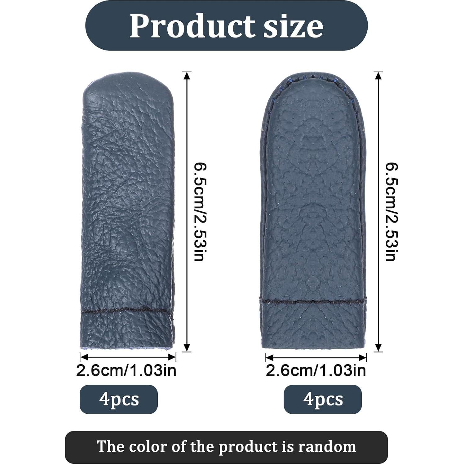 JIYIN 4 Pairs Leather Finger Protector, Leather Thimbles Needle Felting Knitting Finger Protector Embroidery Crochet Fingers Protectors, Fingers Guards for Hand Craft Hand Sewing (Random Color)