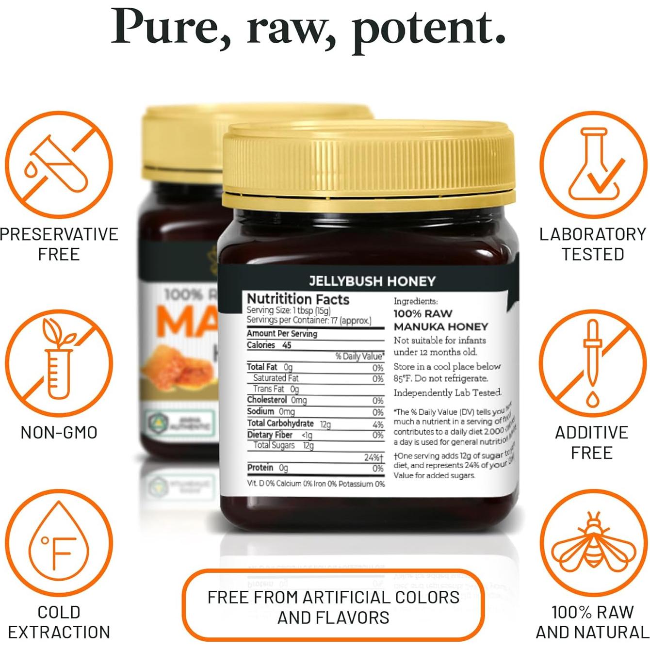 Miel de Manuka Good Natured MGO 850+ 250 g Cruda Orgánica