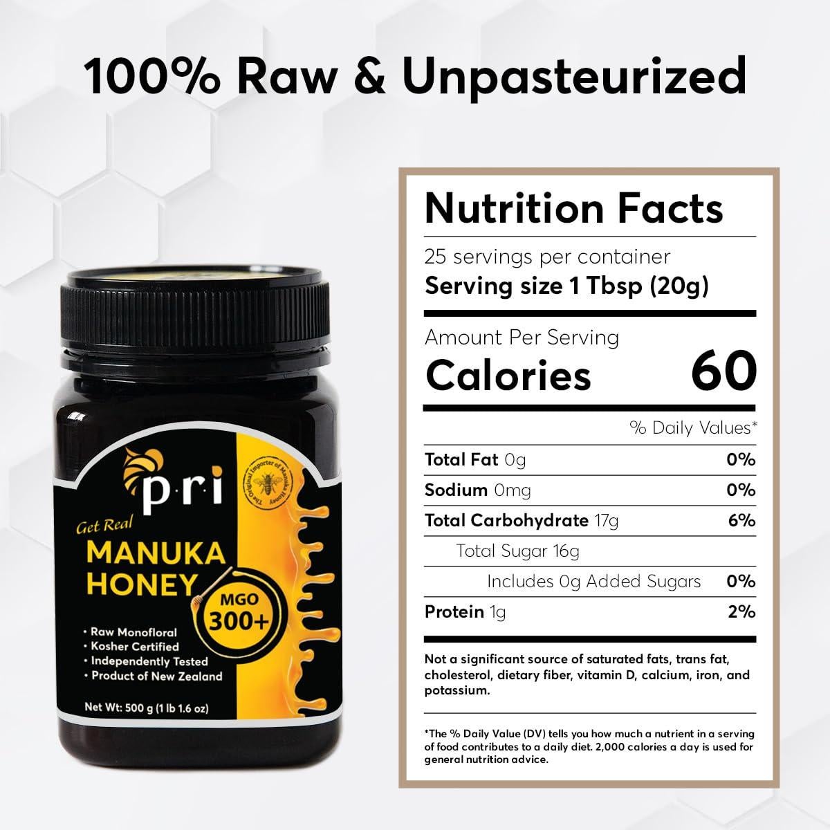 Miel de Manuka Cruda P.R.I MGO 300+ 500g Nueva Zelanda