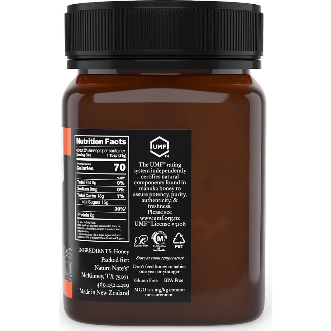 Miel Cruda Manuka Nate MGO 263+ UMF 10% 499g Nueva Zelanda