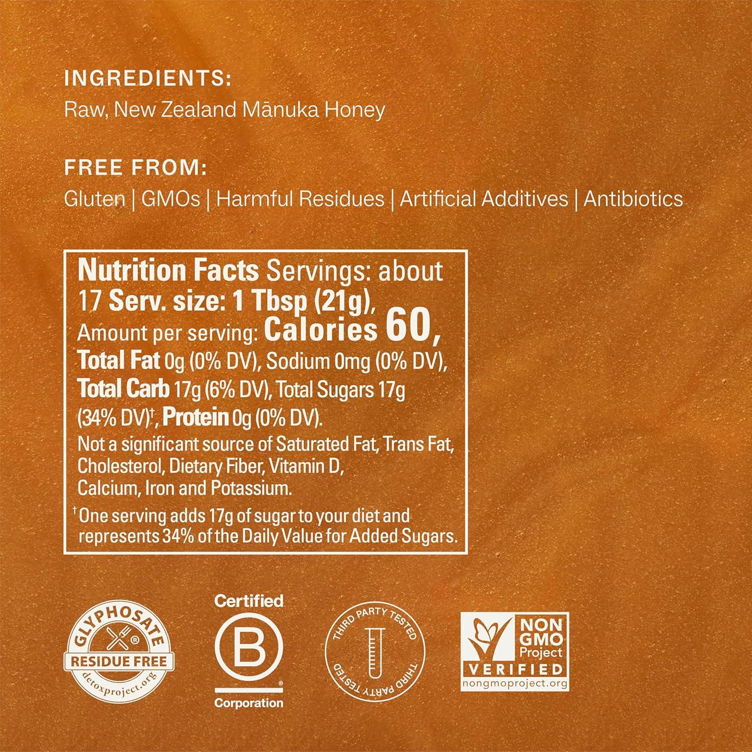 Miel Manuka Cruda Manukora MGO 200+ 360g Nueva Zelanda