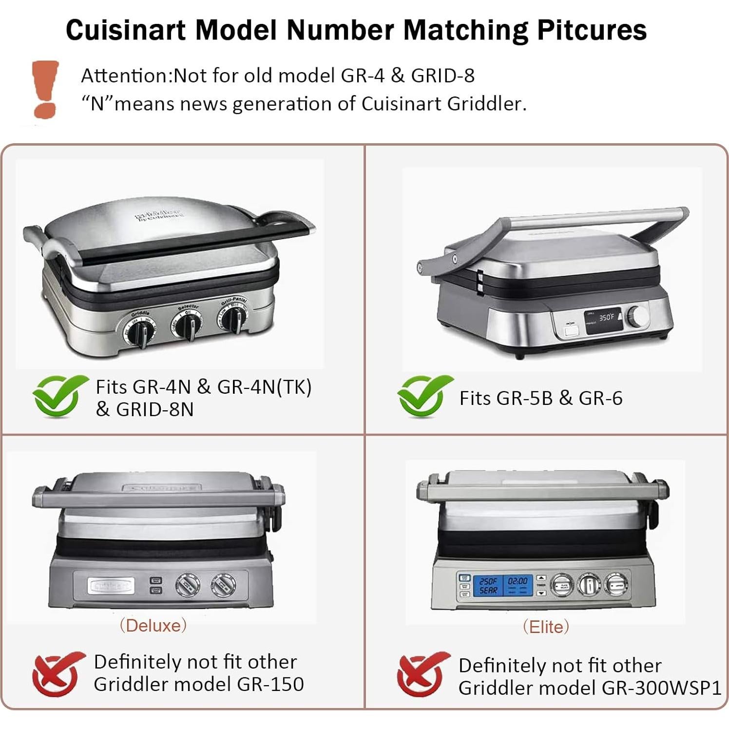 Placas Griddler Reversibles FOCOllK para Cuisinart GR-4N