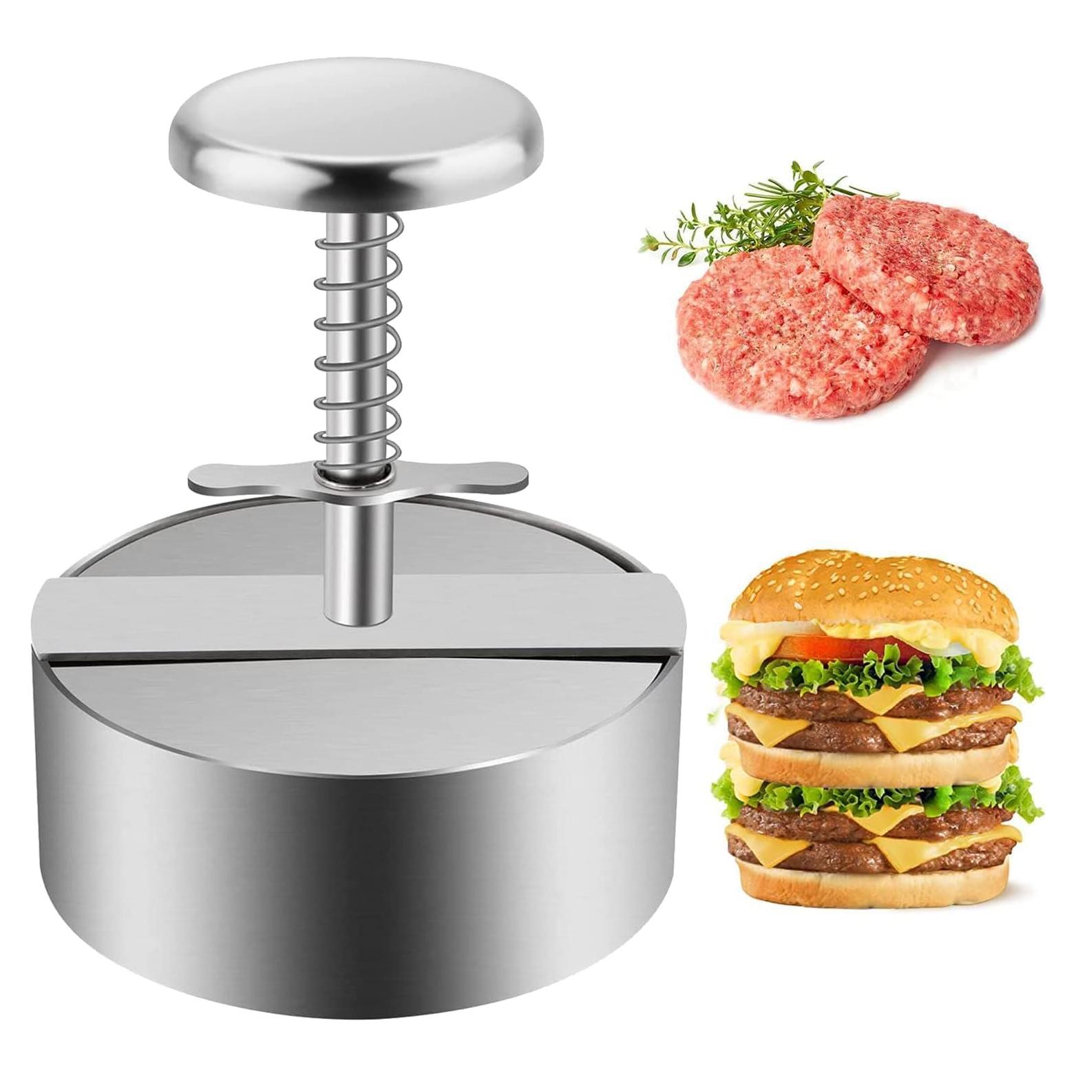 Prensa de Hamburguesas Ajustable Acero Inoxidable 11.5x14cm