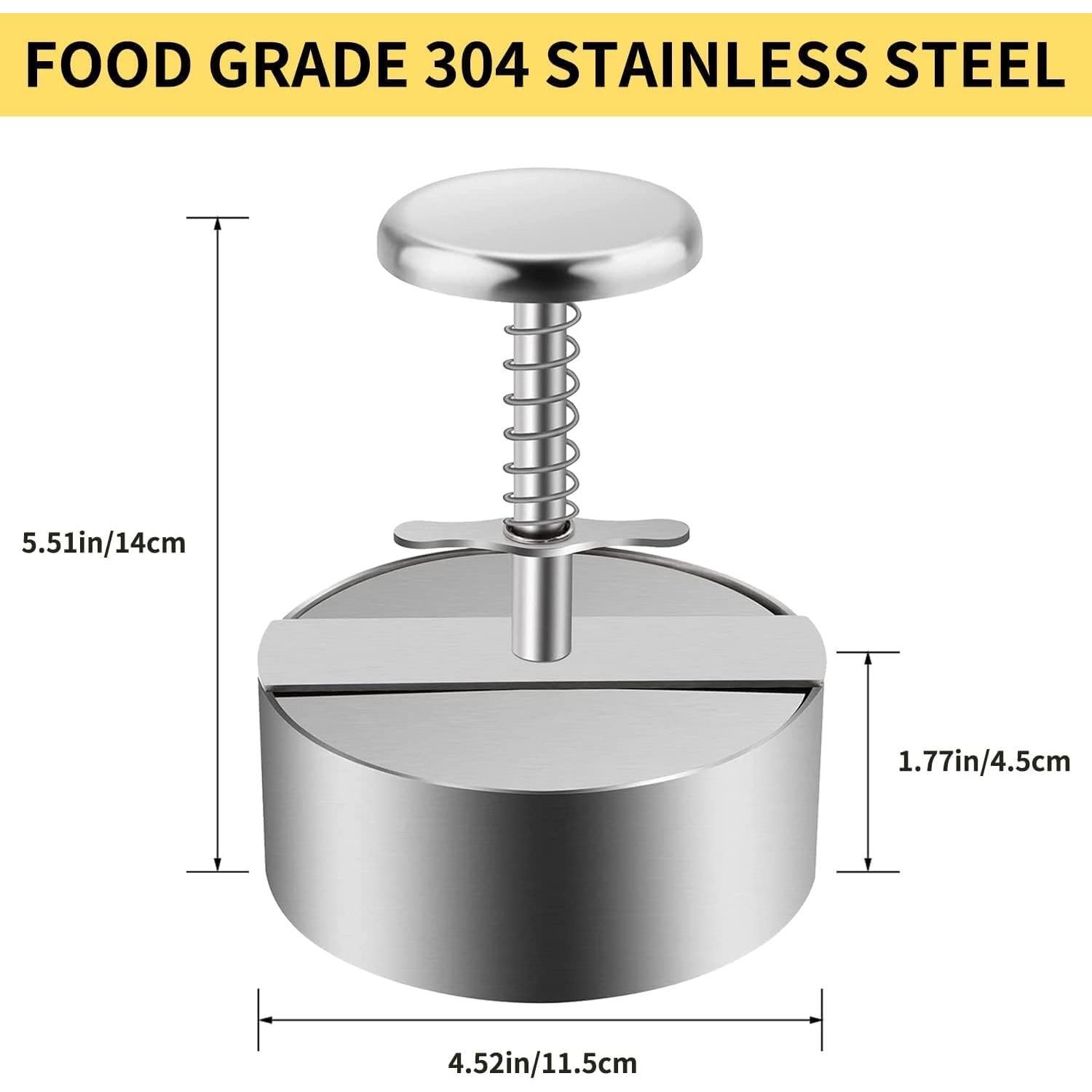 Prensa de Hamburguesas Ajustable Acero Inoxidable 11.5x14cm