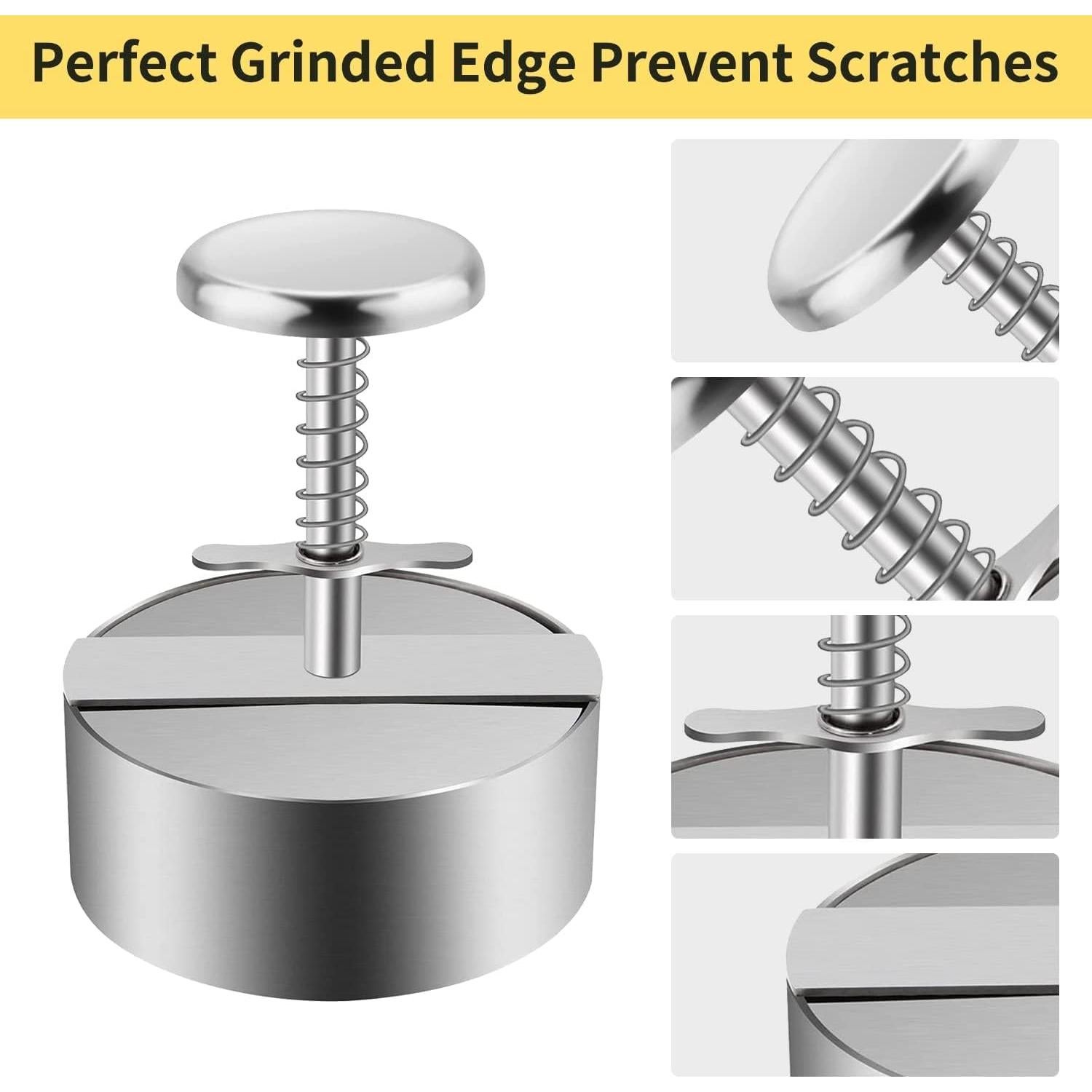 Prensa de Hamburguesas Ajustable Acero Inoxidable 11.5x14cm