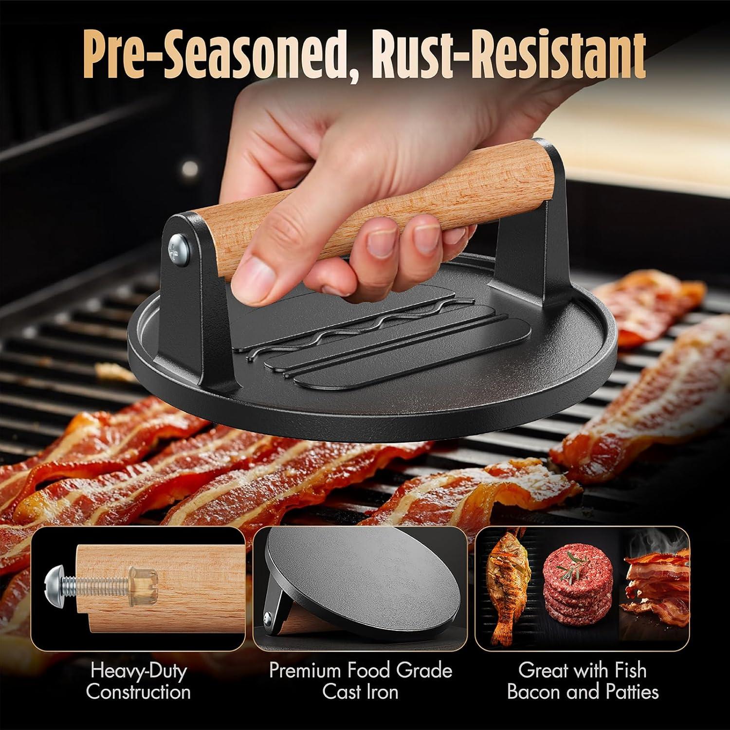 Prensa para Hamburguesas Pisol de Hierro Fundido 16,76 cm