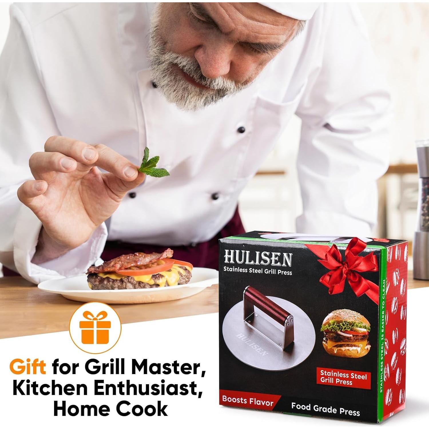 Prensa de Hamburguesas HULISEN 21.8 cm Acero Inoxidable