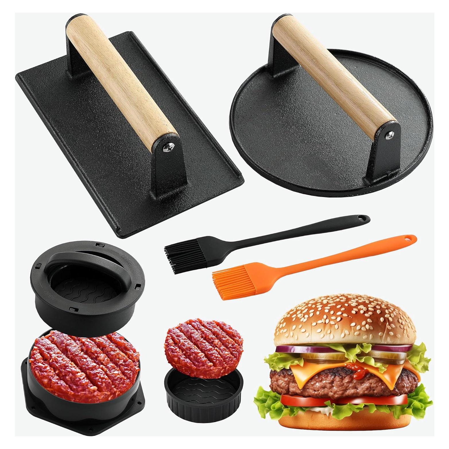 POLIGO Kit de Prensa para Hamburguesas 5 Piezas Antiadherente