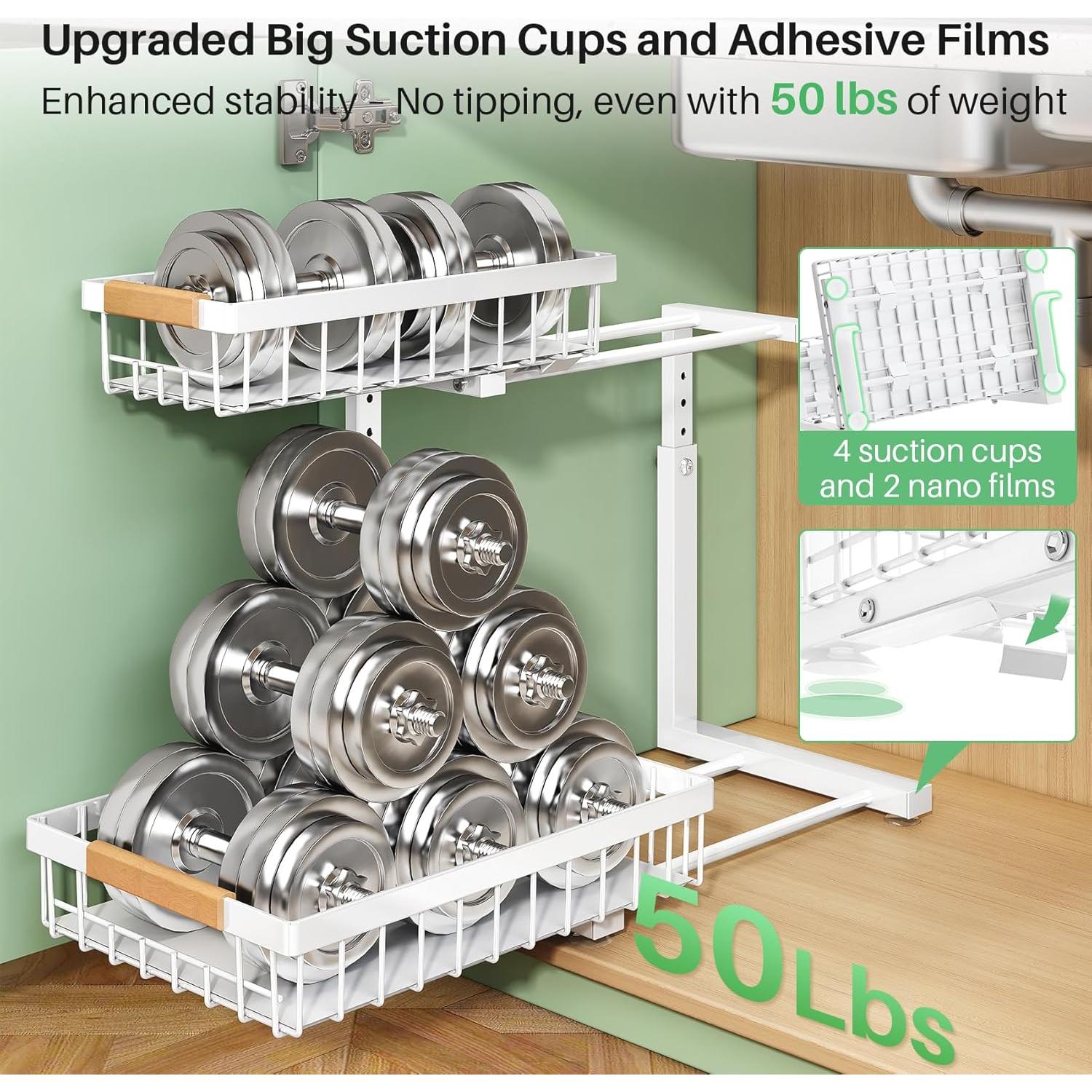 Organizador Bajo Fregadero Kitstorack Blanco 2 Niveles 30x40 cm