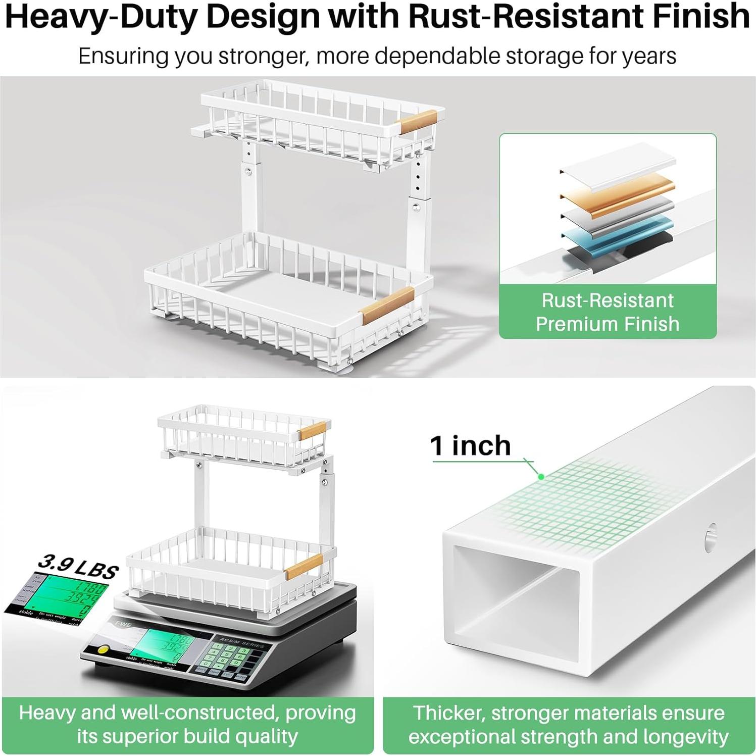 Organizador Bajo Fregadero Kitstorack Blanco 2 Niveles 30x40 cm