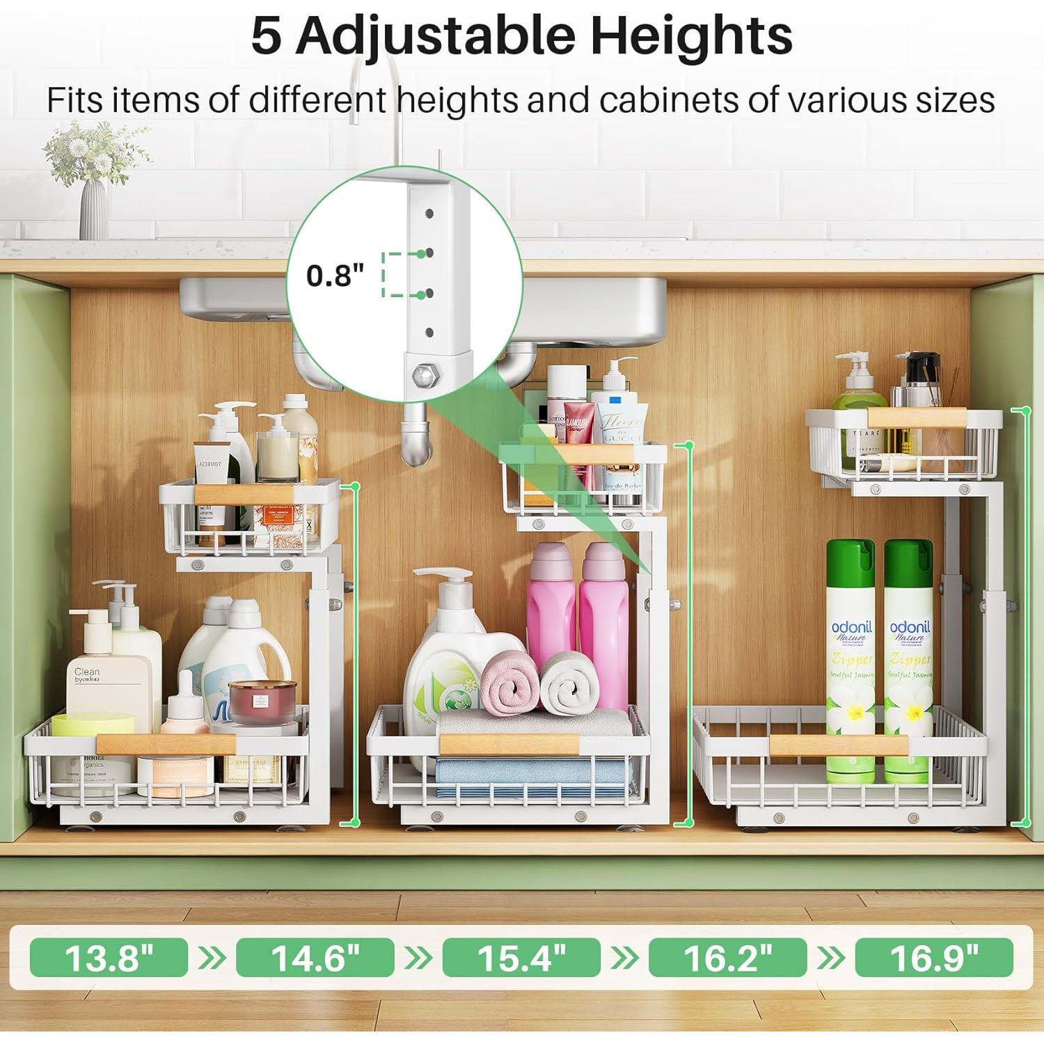 Organizador Bajo Fregadero Kitstorack Blanco 2 Niveles 30x40 cm