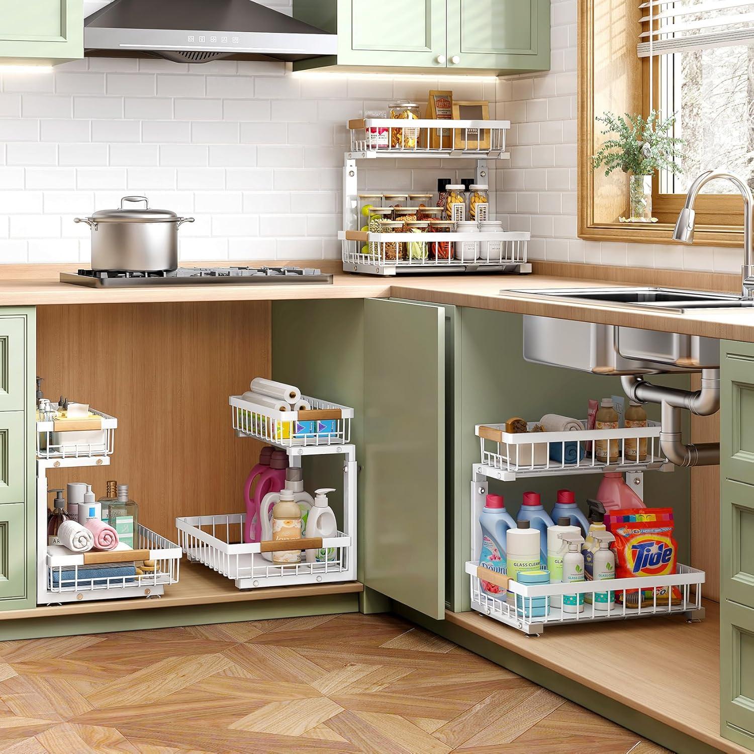 Organizador Bajo Fregadero Kitstorack Blanco 2 Niveles 30x40 cm