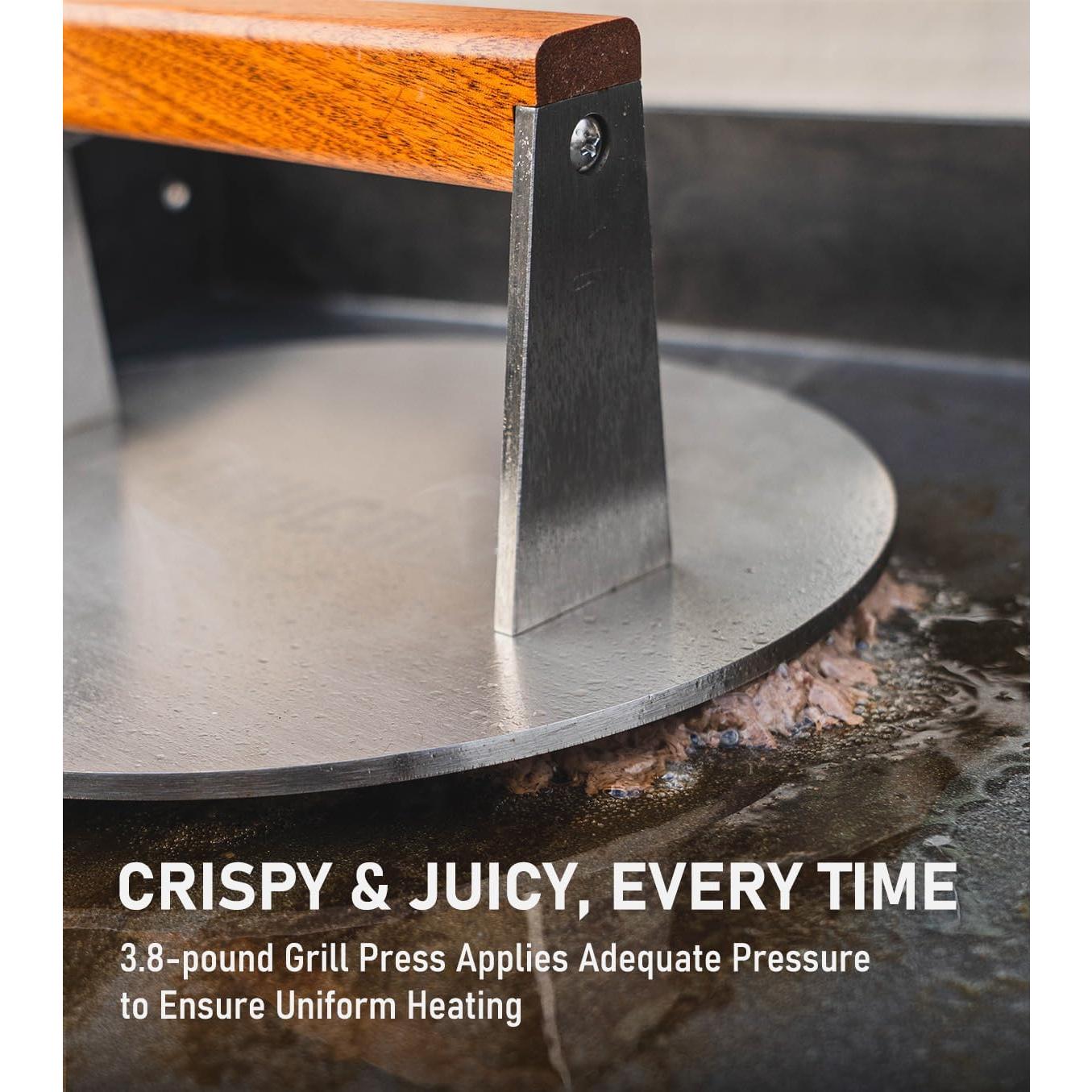 Prensa para Hamburguesas Manucode 9" Acero Inoxidable 1.72 kg