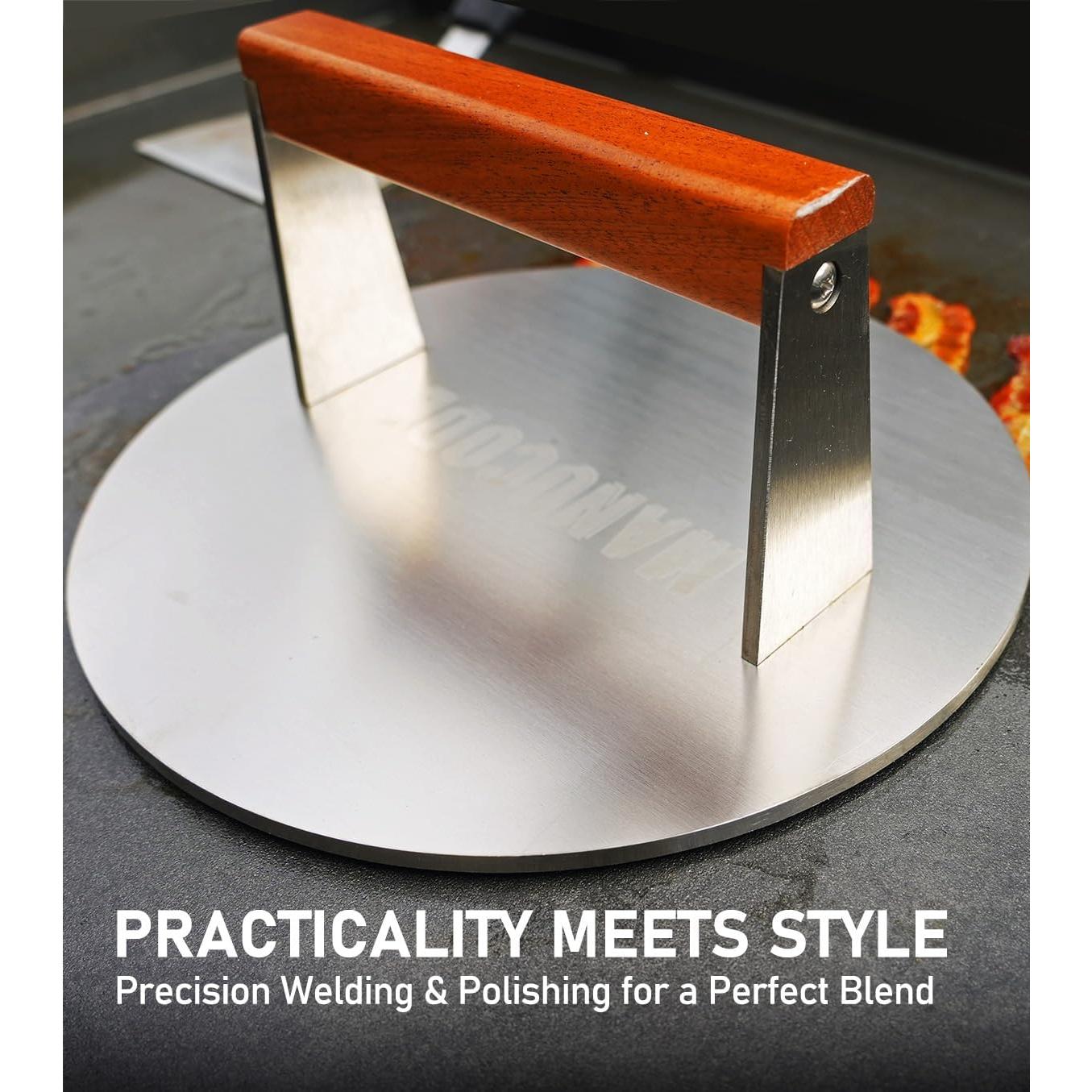 Prensa para Hamburguesas Manucode 9" Acero Inoxidable 1.72 kg