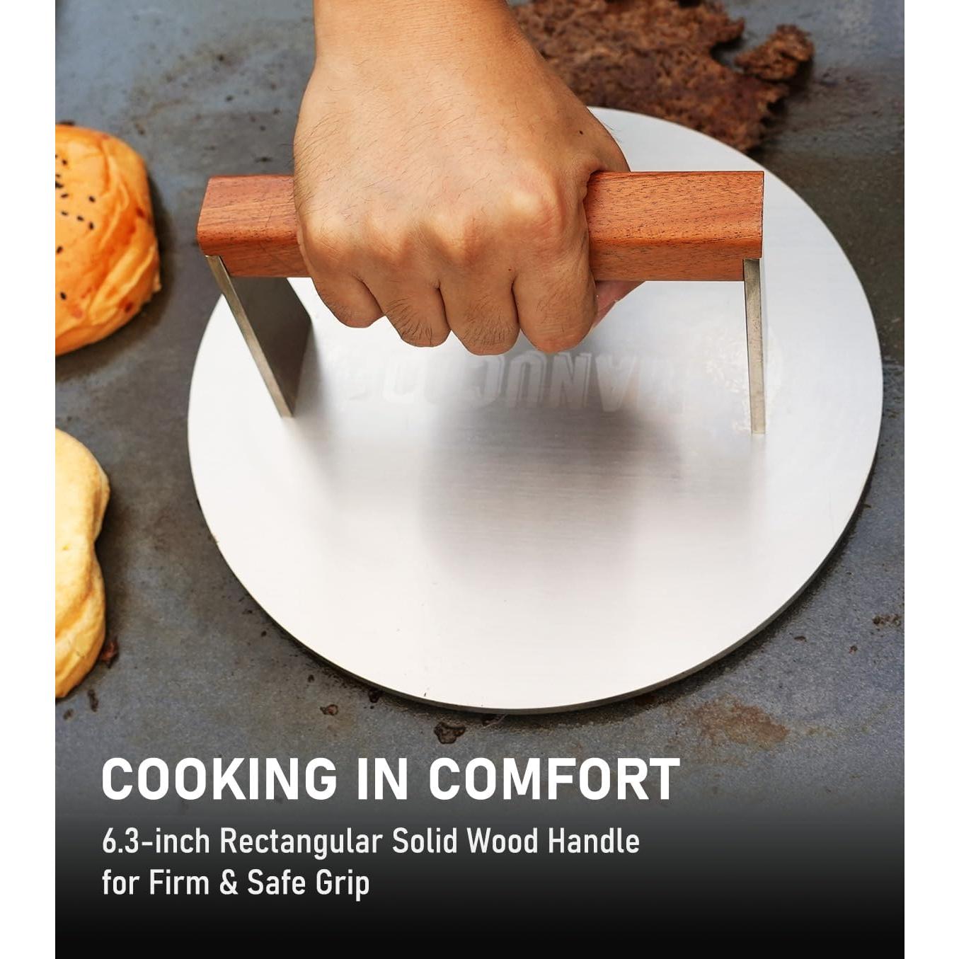 Prensa para Hamburguesas Manucode 9" Acero Inoxidable 1.72 kg