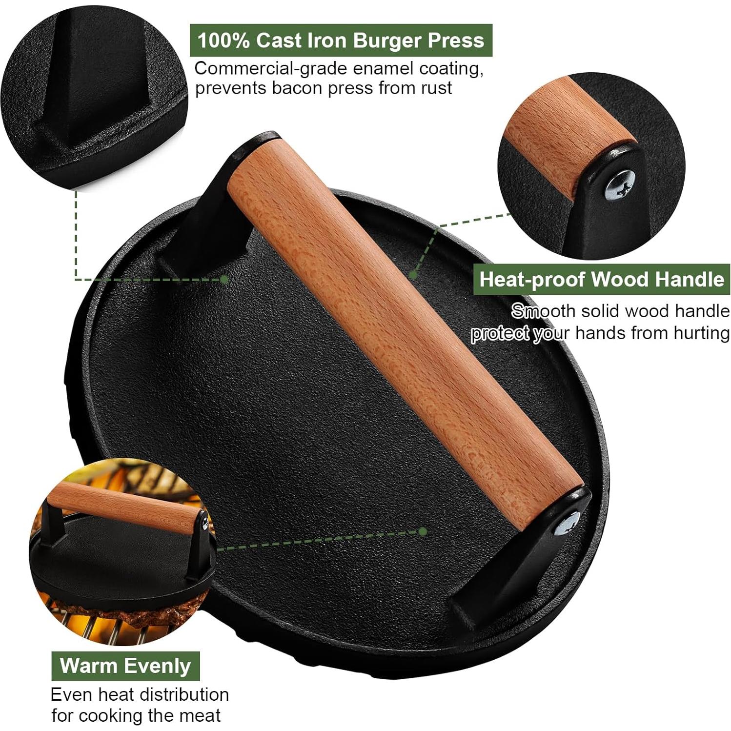 Prensa para Hamburguesas EWFEN 17,78 cm Hierro Fundido