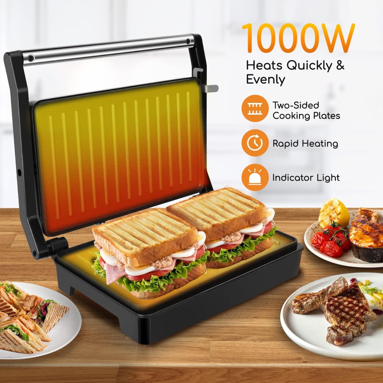 Hacedor de Sándwiches Panini Aigostar 1000W Antiadherente