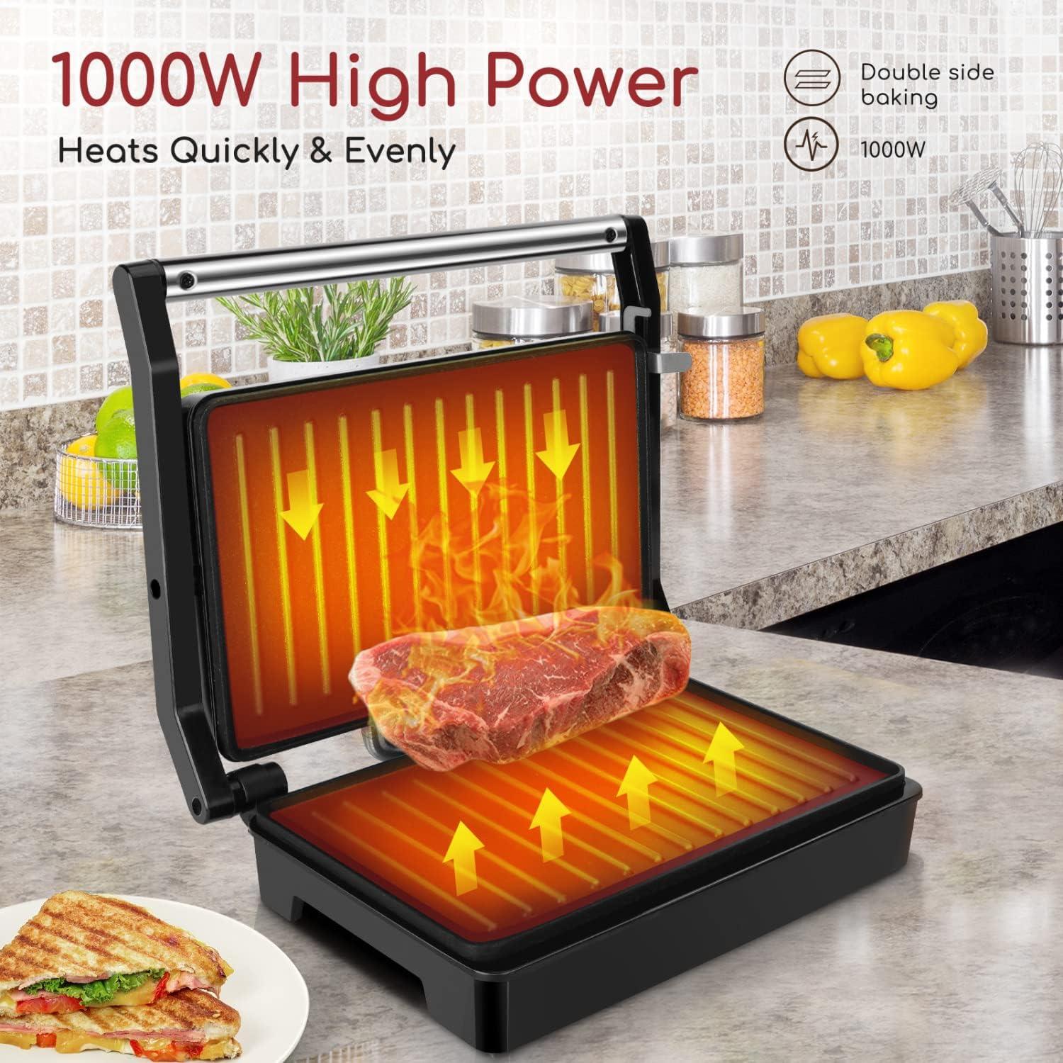 Hacedor de Sándwiches Panini Aigostar 1000W Antiadherente