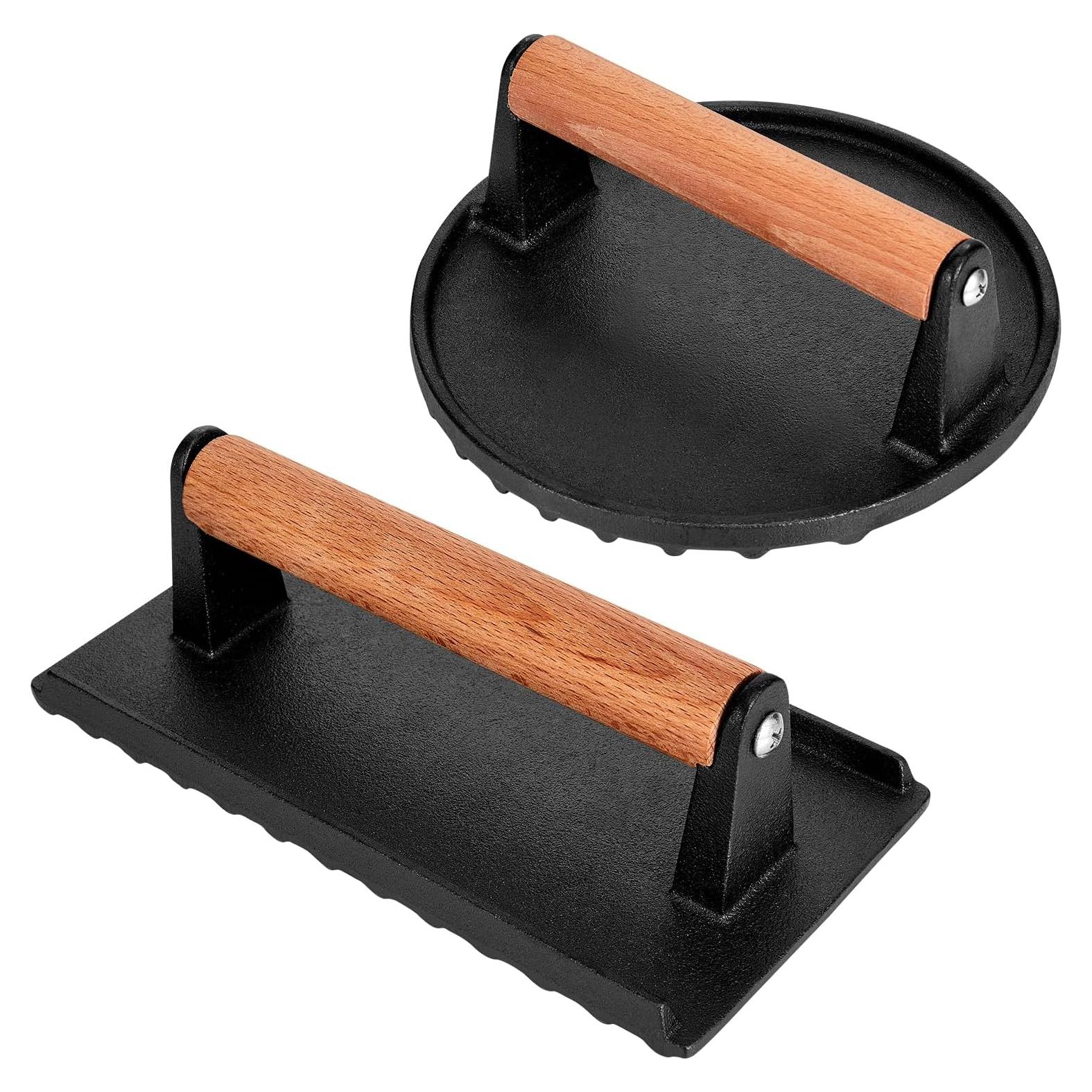 Conjunto Prensa Hamburguesas Whaleme Hierro Fundido 2 Piezas