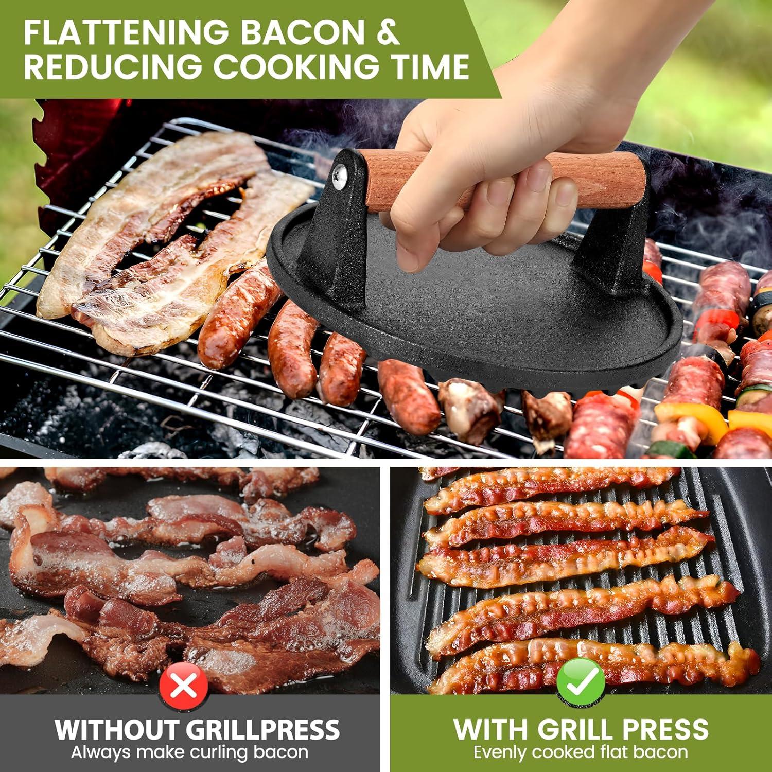 Conjunto Prensa Hamburguesas Whaleme Hierro Fundido 2 Piezas