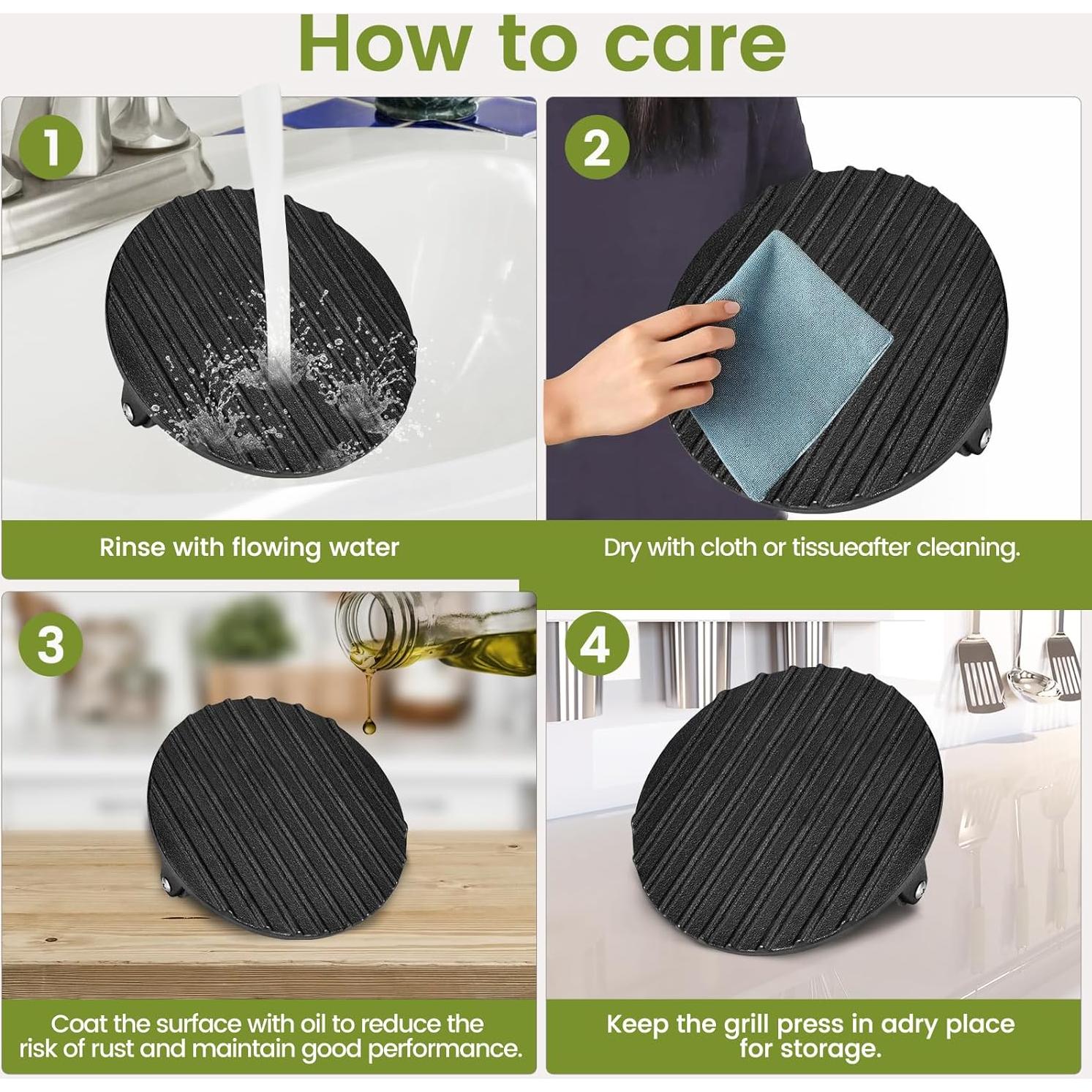 Conjunto Prensa Hamburguesas Whaleme Hierro Fundido 2 Piezas