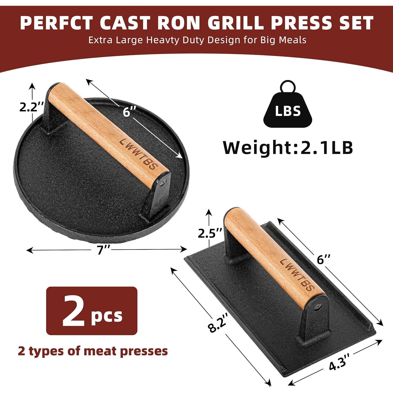 Prensa de Hamburguesas Hierro Fundido LWWTBS 20.8x10.9 cm