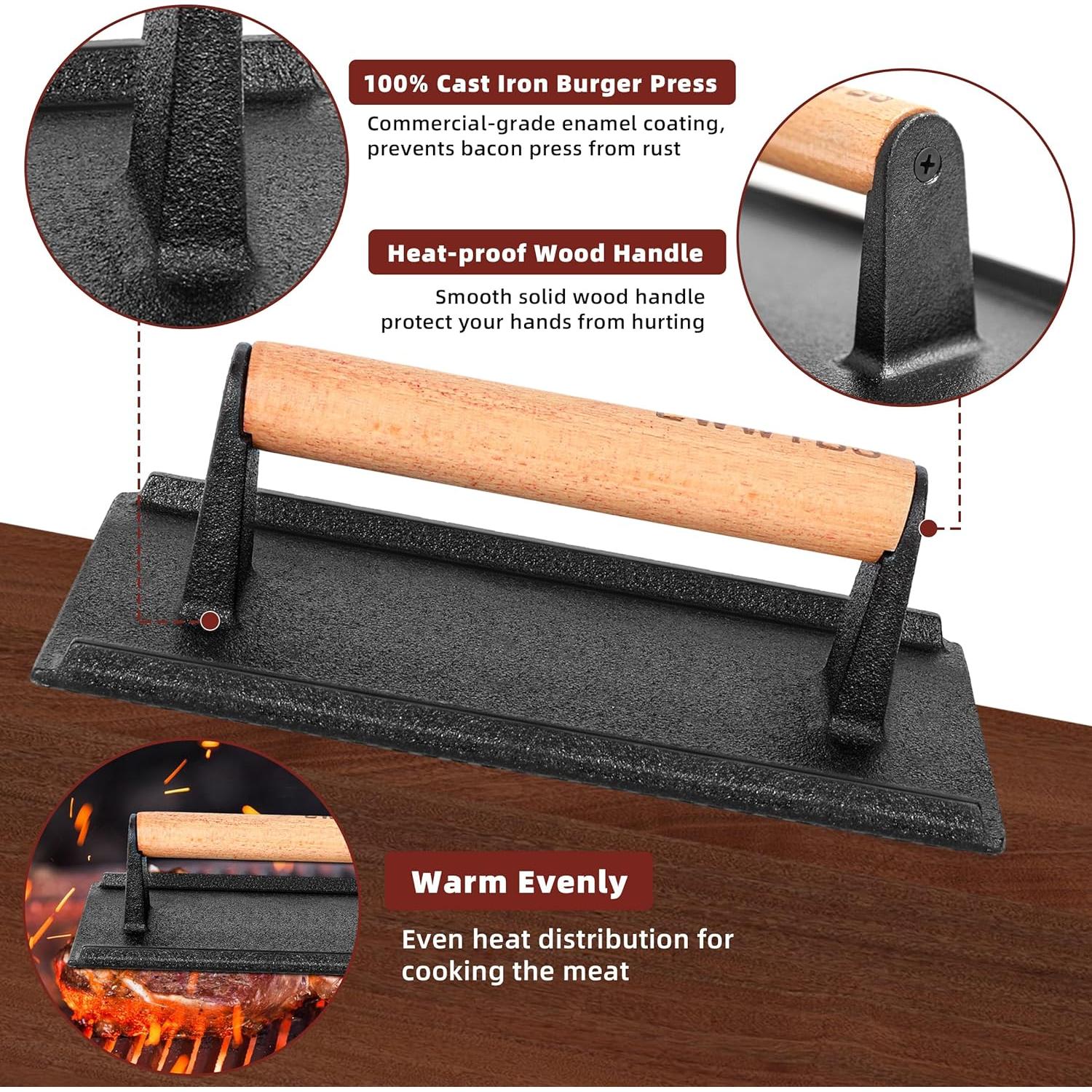 Prensa de Hamburguesas Hierro Fundido LWWTBS 20.8x10.9 cm