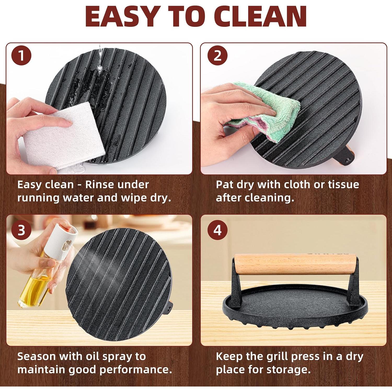 Prensa de Hamburguesas Hierro Fundido LWWTBS 20.8x10.9 cm