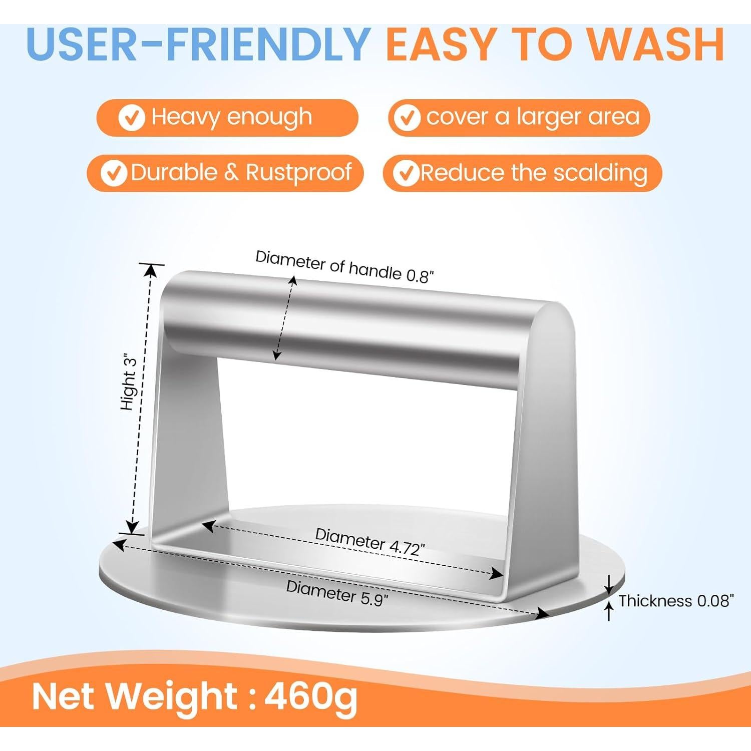 Prensa para Hamburguesas Ricpwit 14.99 cm Acero Inoxidable