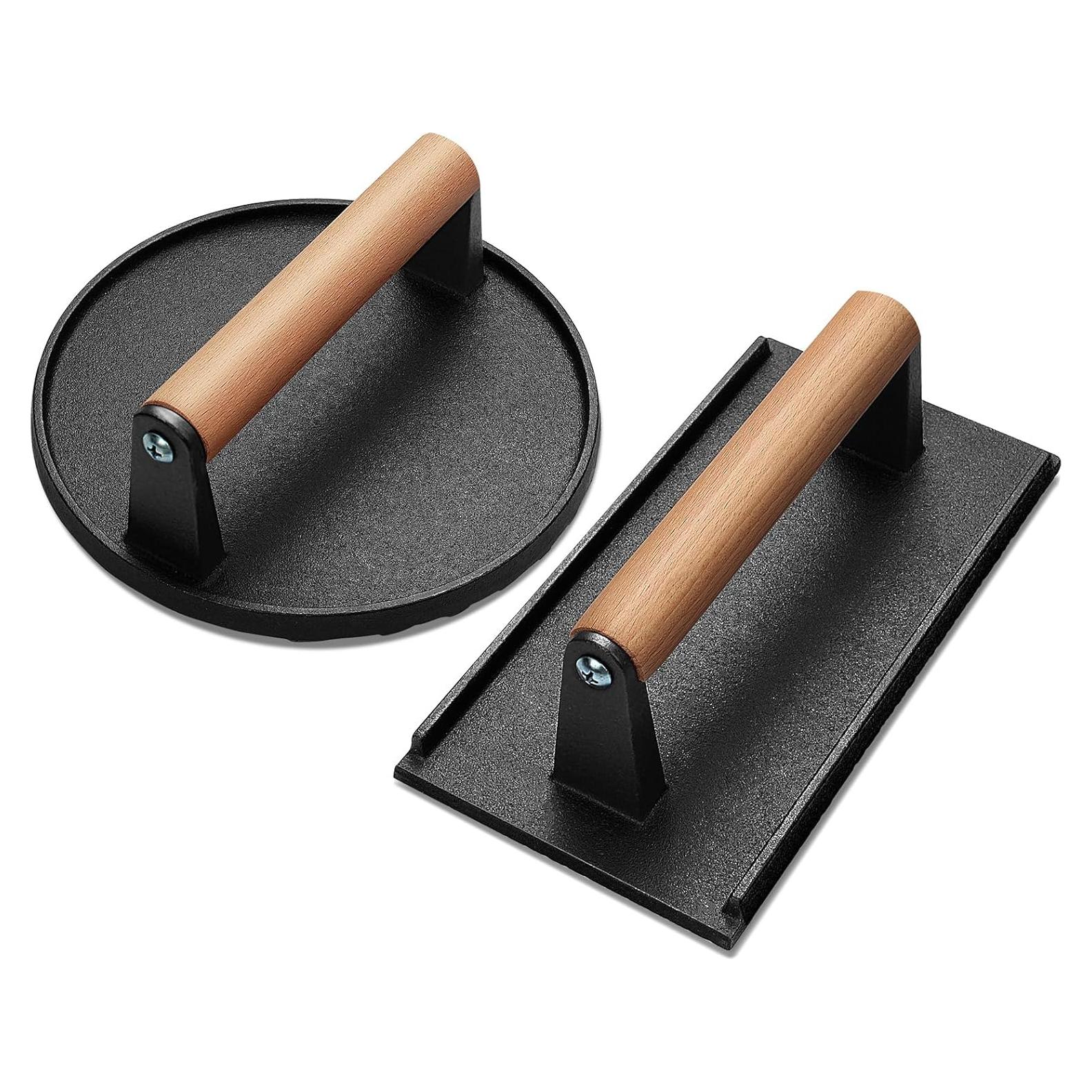 Prensa de Hamburguesas AIKKIL Hierro Fundido 18.5cm Redonda