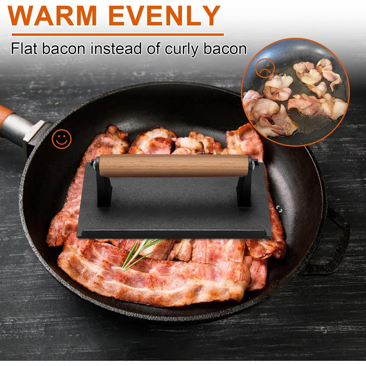 Prensa de Hamburguesas AIKKIL Hierro Fundido 18.5cm Redonda