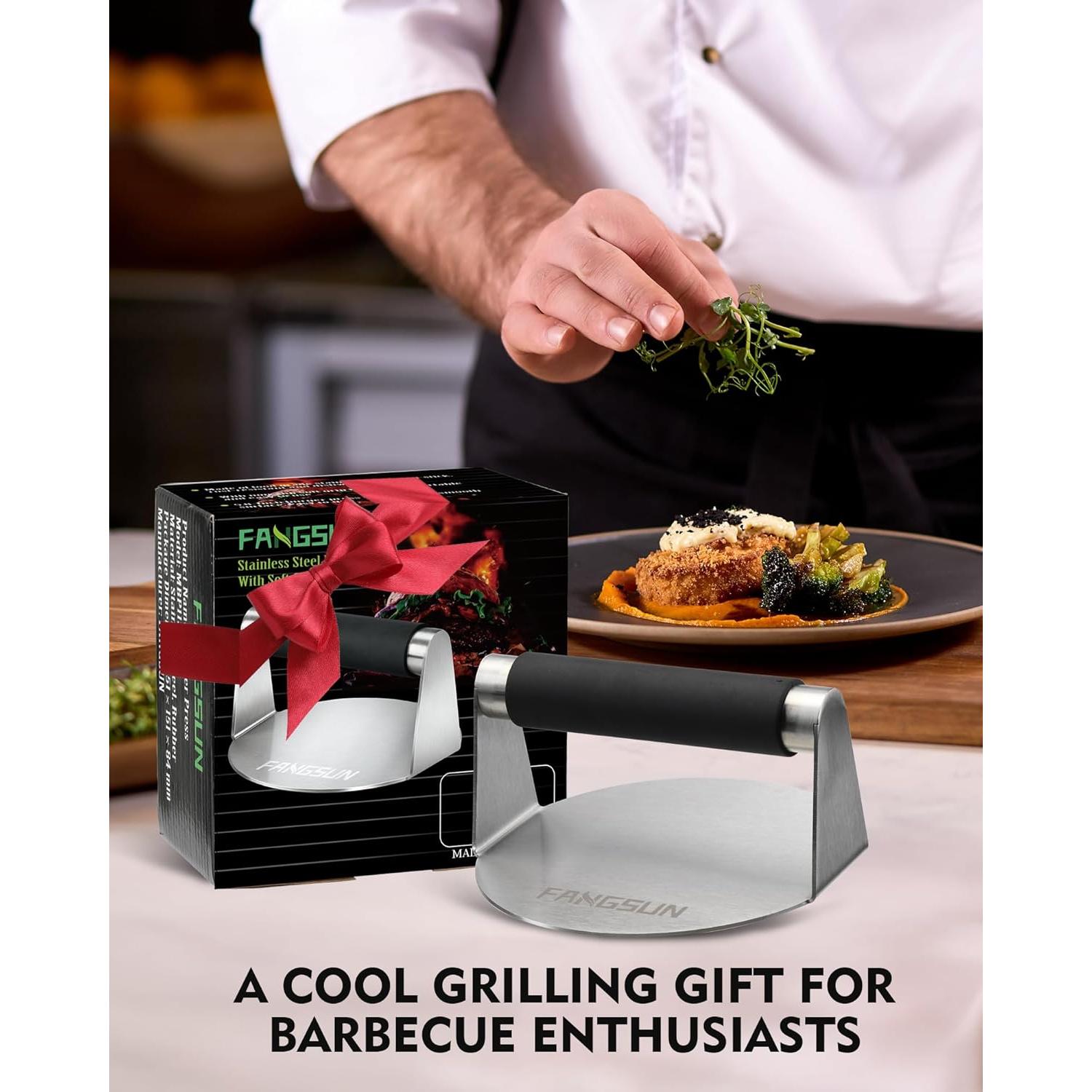 Prensa de Hamburguesas FANGSUN Acero Inoxidable 14,73 cm