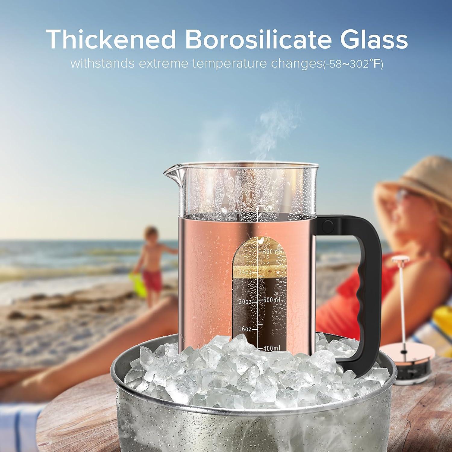 Cafetera Prensa Francesa QUQIYSO 1000 ml Acero Inoxidable