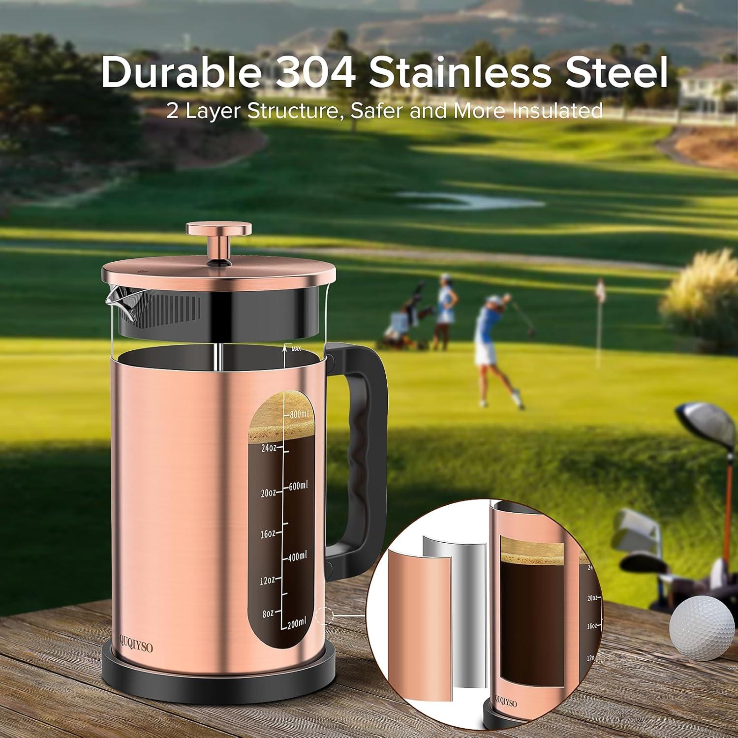 Cafetera Prensa Francesa QUQIYSO 1000 ml Acero Inoxidable