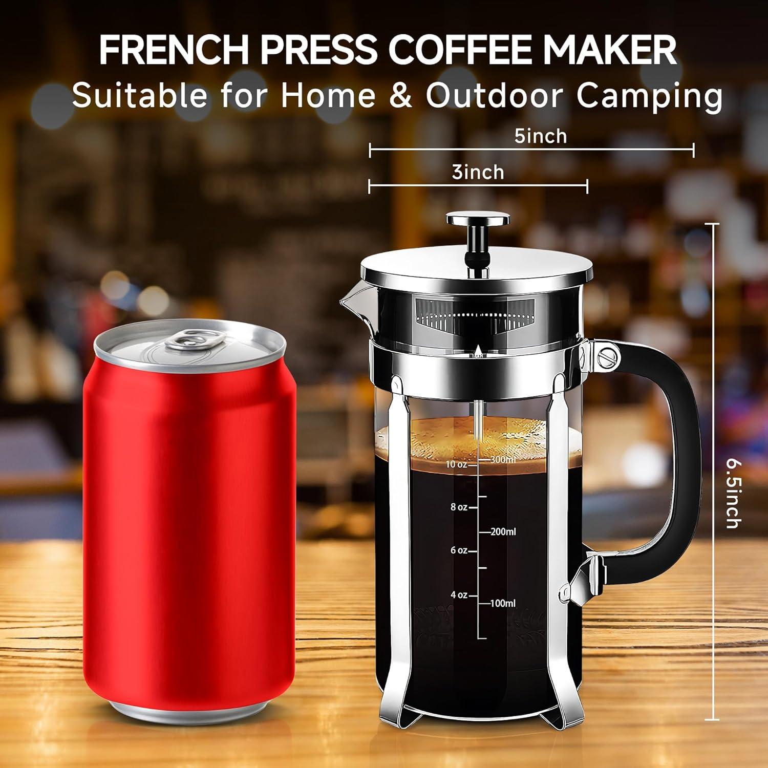 Prensa Francesa YMMIND 12 oz Acero Inoxidable Vidrio Borosilicato