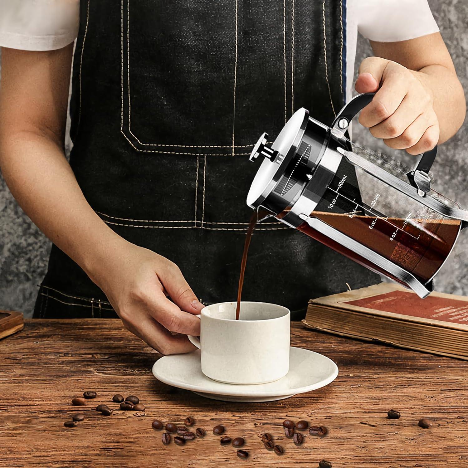 Prensa Francesa YMMIND 12 oz Acero Inoxidable Vidrio Borosilicato