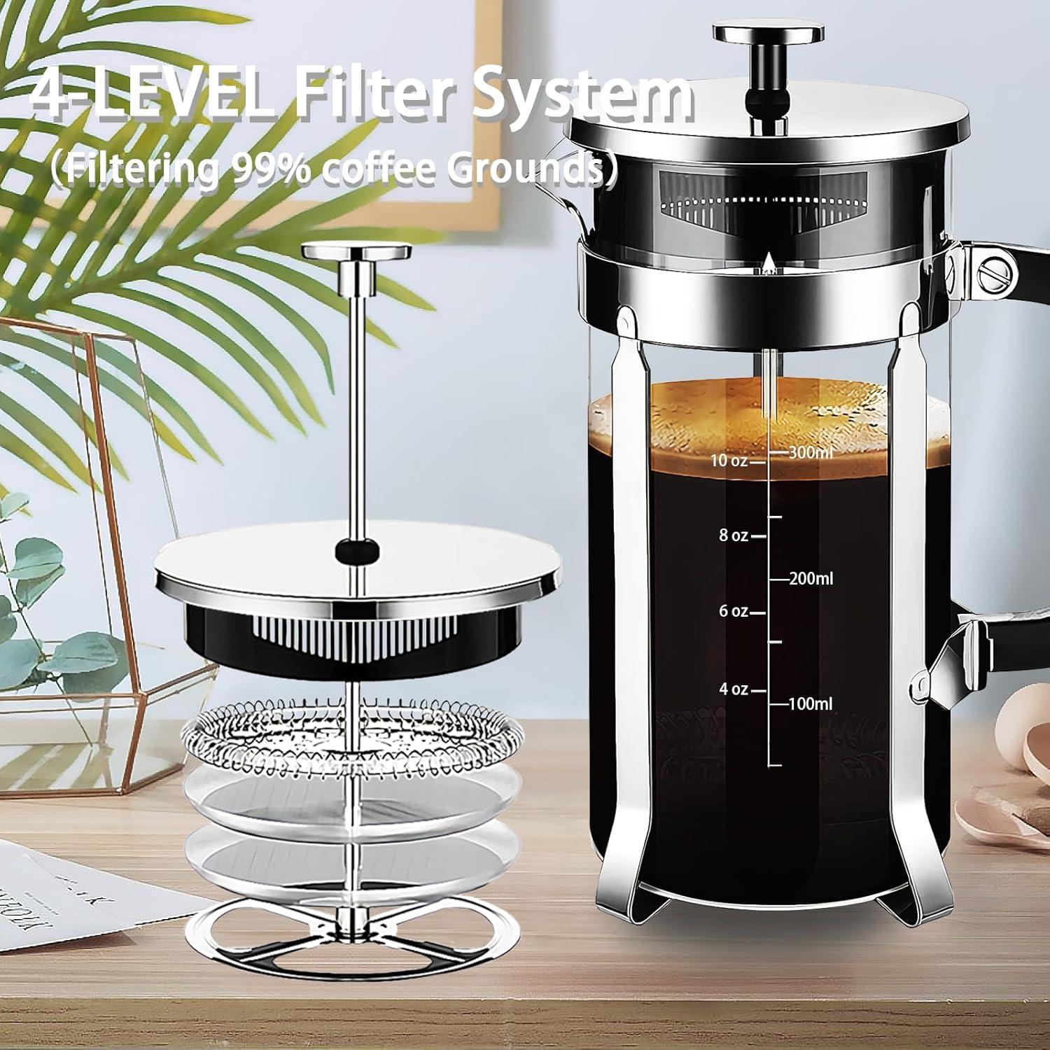 Prensa Francesa YMMIND 12 oz Acero Inoxidable Vidrio Borosilicato