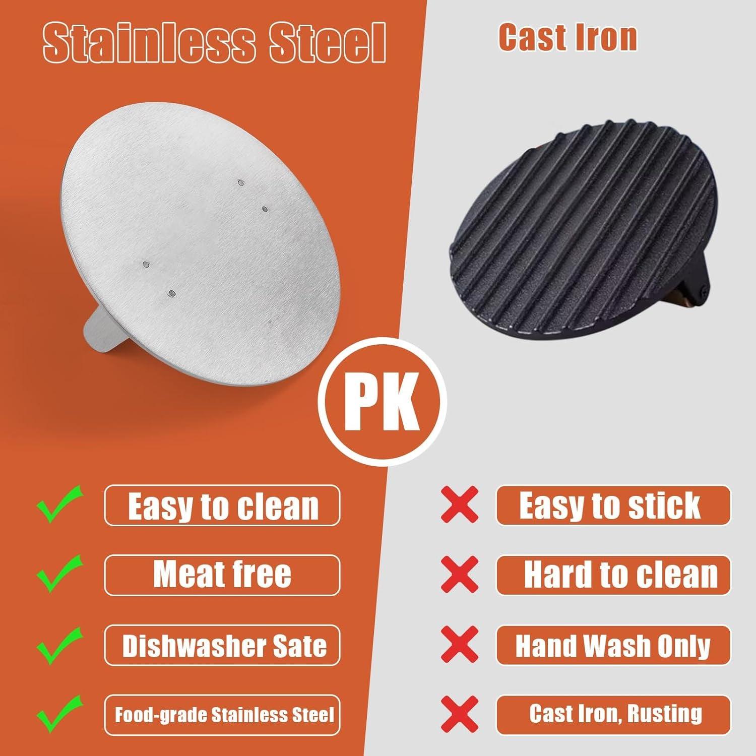 Prensa de Hamburguesa YGIUSSH Acero Inoxidable 22 cm Antiadherente