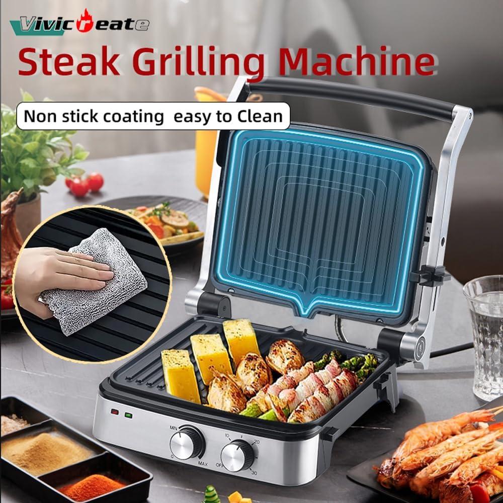 Prensa de Panini Eléctrica Vivicreate 5 en 1 Acero Inoxidable