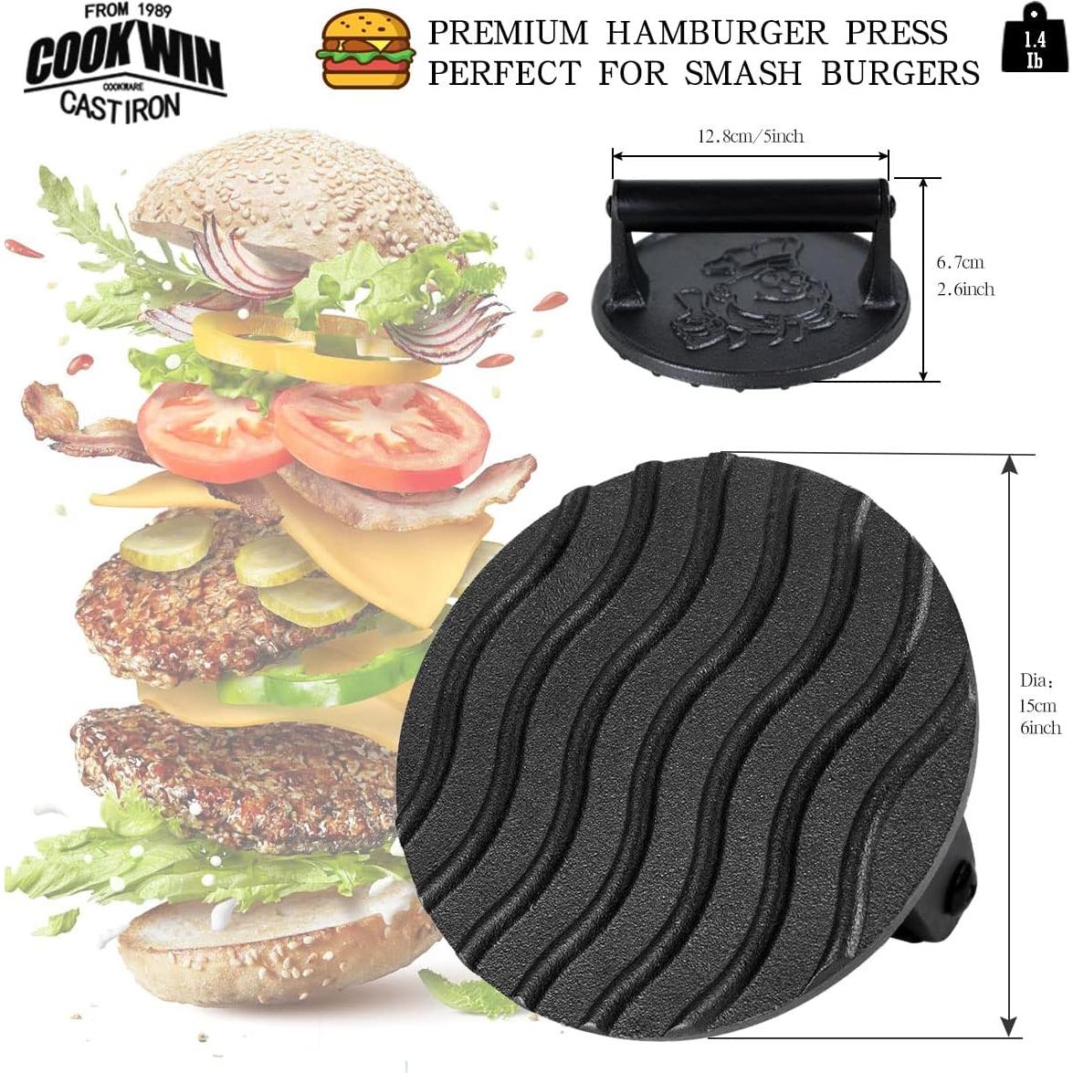 Prensa de Hamburguesa COOKWIN 15,24 cm Hierro Fundido