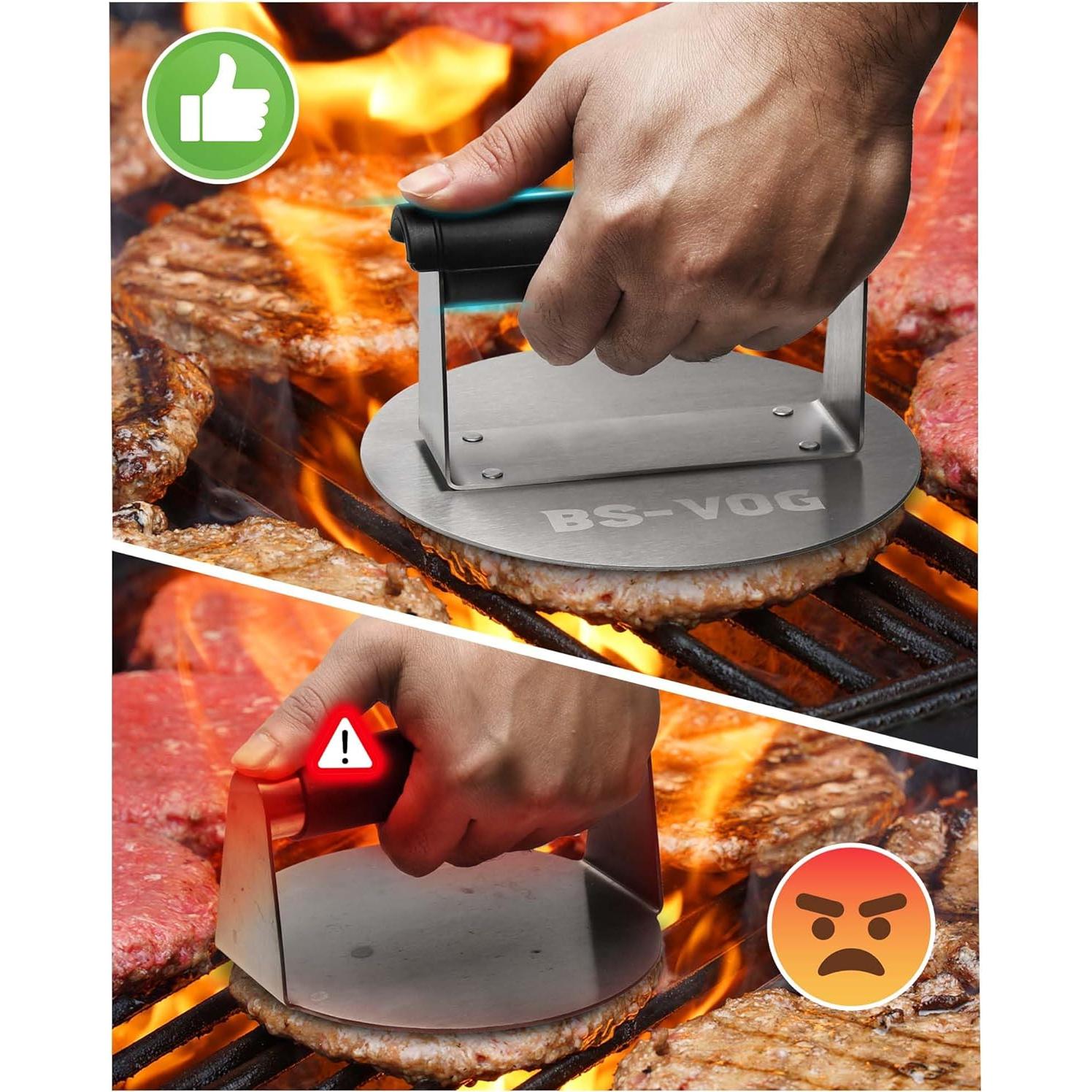 Prensa de Hamburguesas BS-VOG Acero Inoxidable 16 cm Antiadherente