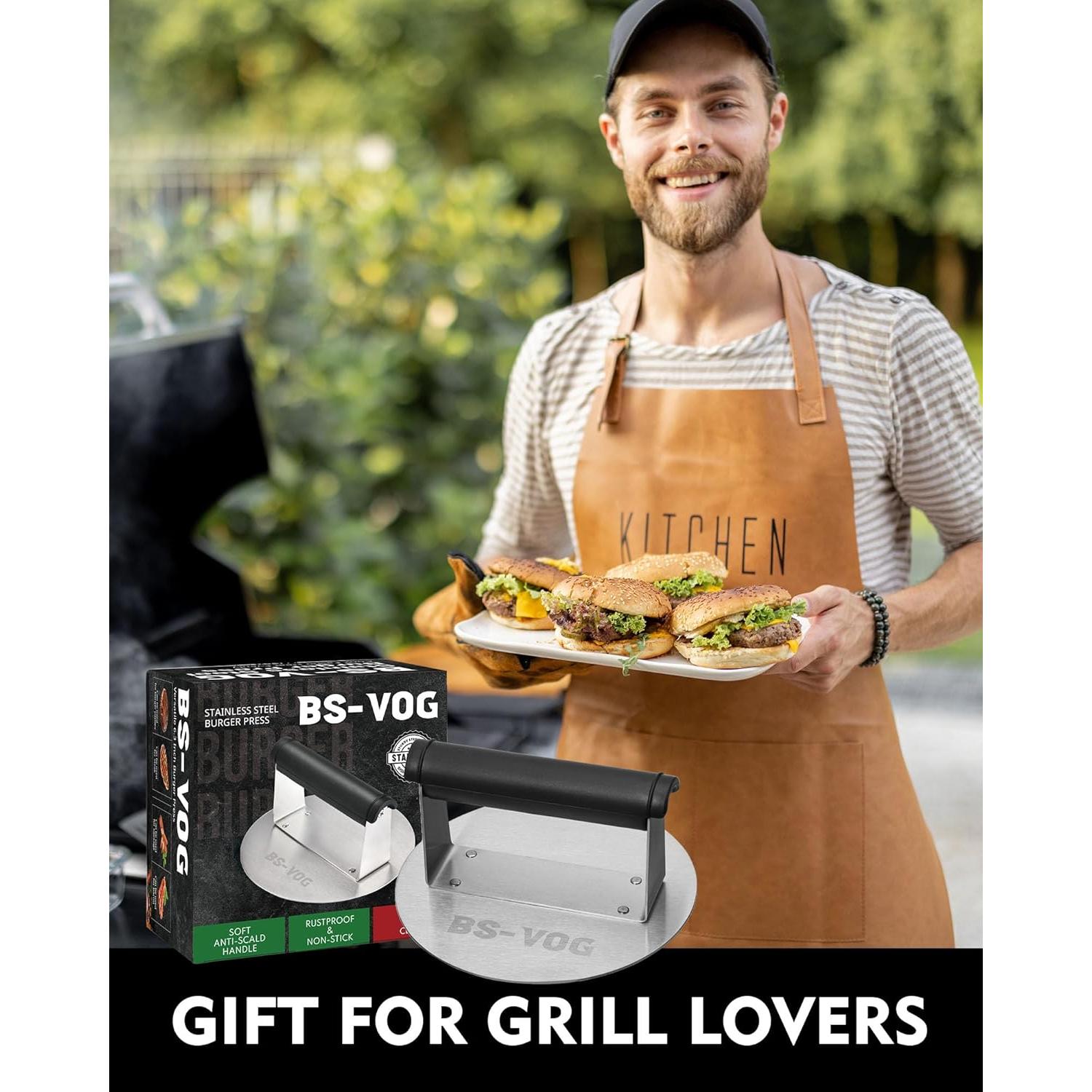 Prensa de Hamburguesas BS-VOG Acero Inoxidable 16 cm Antiadherente