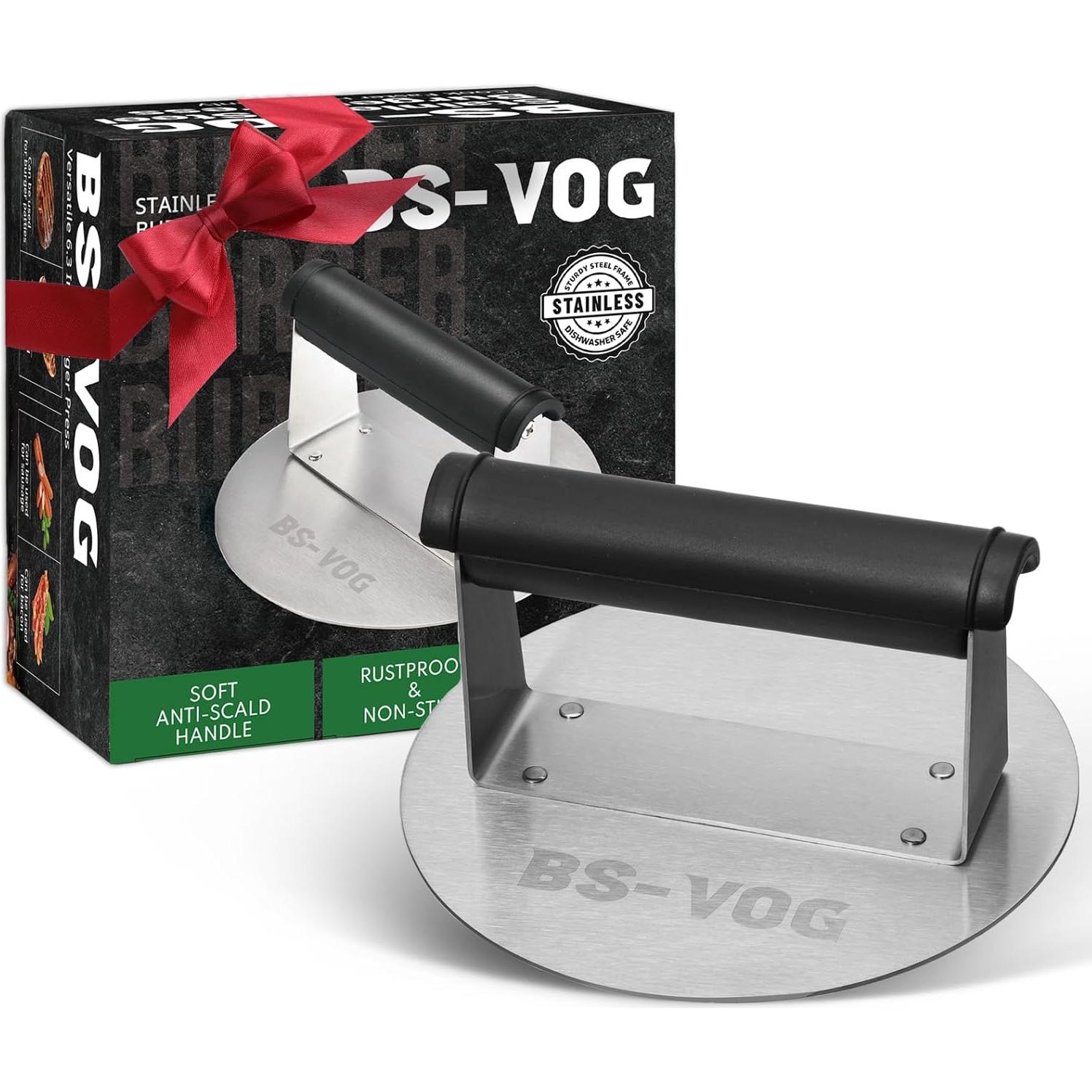 Prensa de Hamburguesas BS-VOG Acero Inoxidable 16 cm Antiadherente