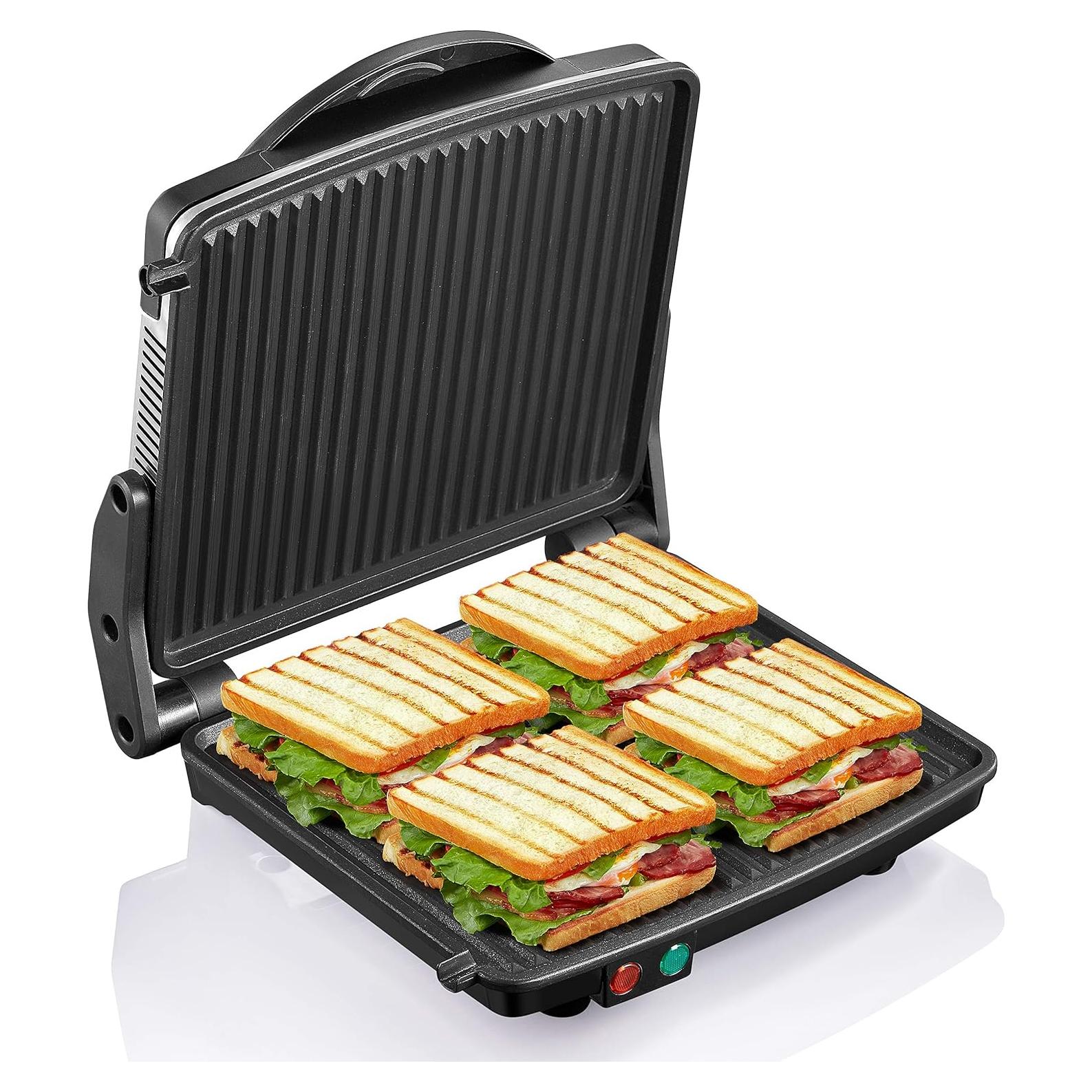 Parrilla Panini Yabano GT43 1200W Acero Inoxidable 28x24.9cm