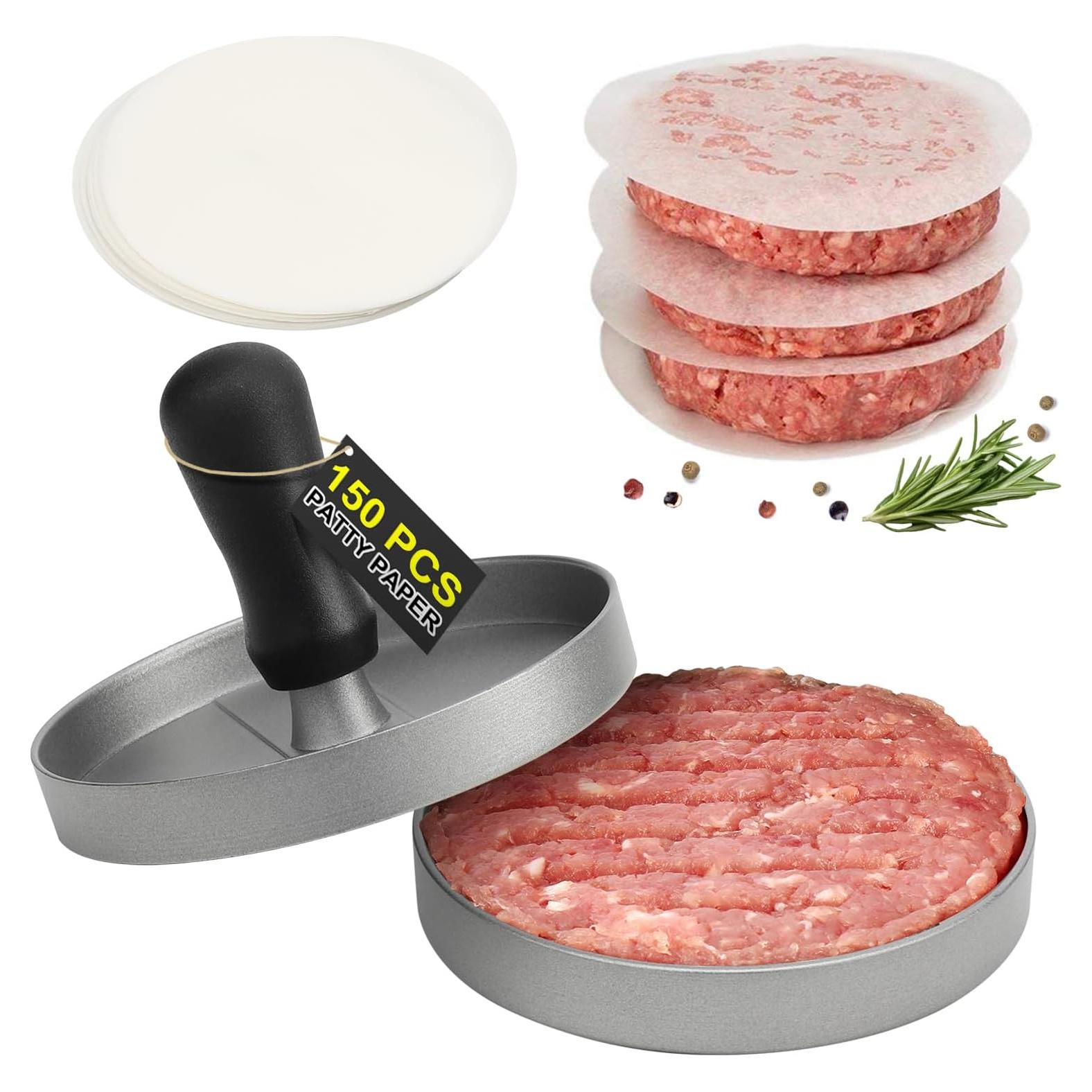 Prensa de Hamburguesas TACGEA con 150 Papeles Antiadherente