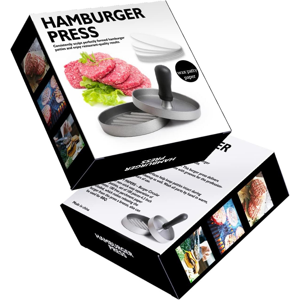 Prensa de Hamburguesas TACGEA con 150 Papeles Antiadherente