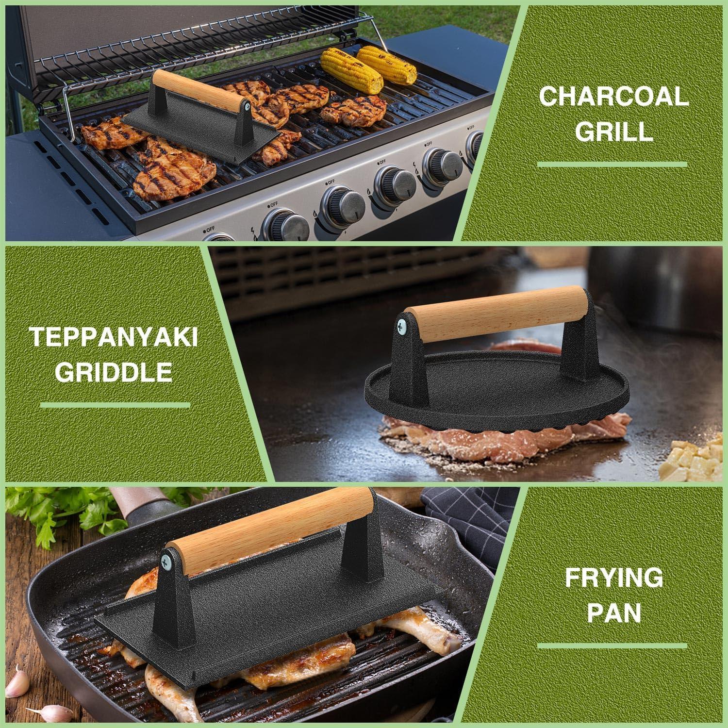 Prensa de Hamburguesas Wildone Hierro Fundido 25,5x19 cm