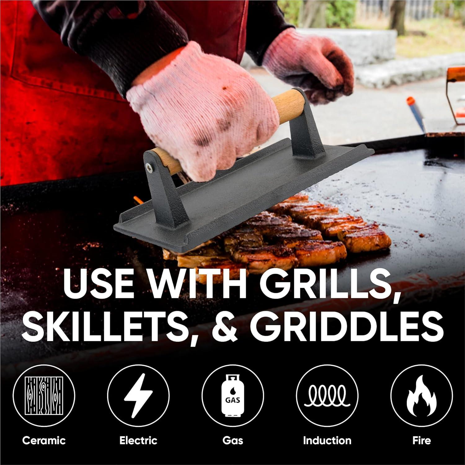 Prensa para Parrilla Cocina Alpina Hierro Fundido 20x11 cm